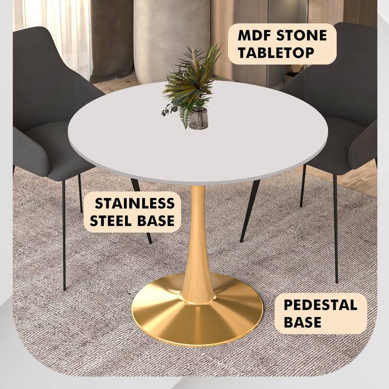 MDF Stone Tabletop  
Stainless Steel Base  
Pedestal Base