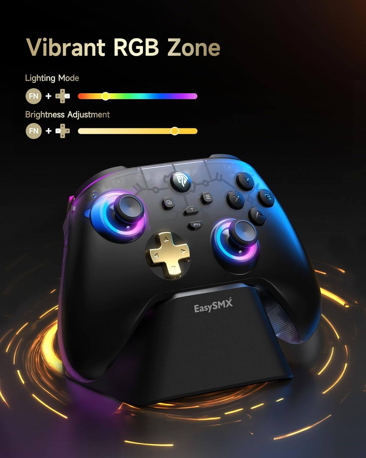 Vibrant RGB Zone

Lighting Mode  
FN + D

Brightness Adjustment  
FN + D

EasySMX
