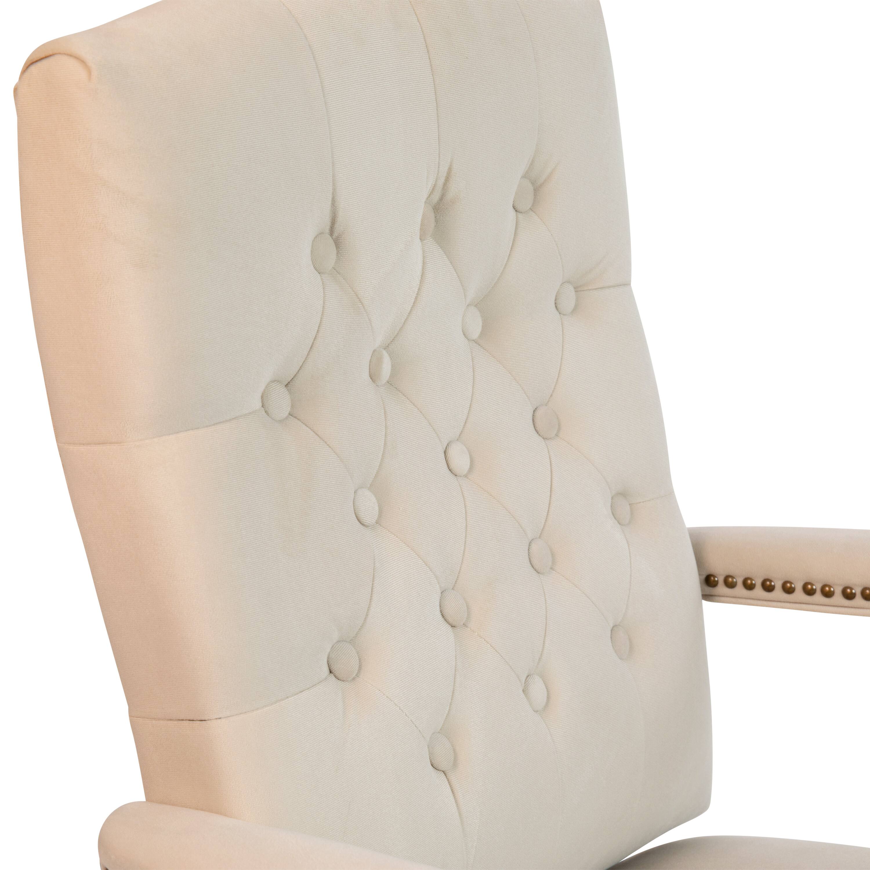Alt View 9. Emma + Oliver - Martha Washington Executive Swivel Office Chair with Arms - Ivory Microfiber/Driftwood Frame.