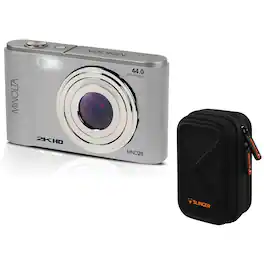 Bundle - Minolta - MND20 44 MP 2.7K Ultra HD Digital Camera (Silver) With Slinger Camera case