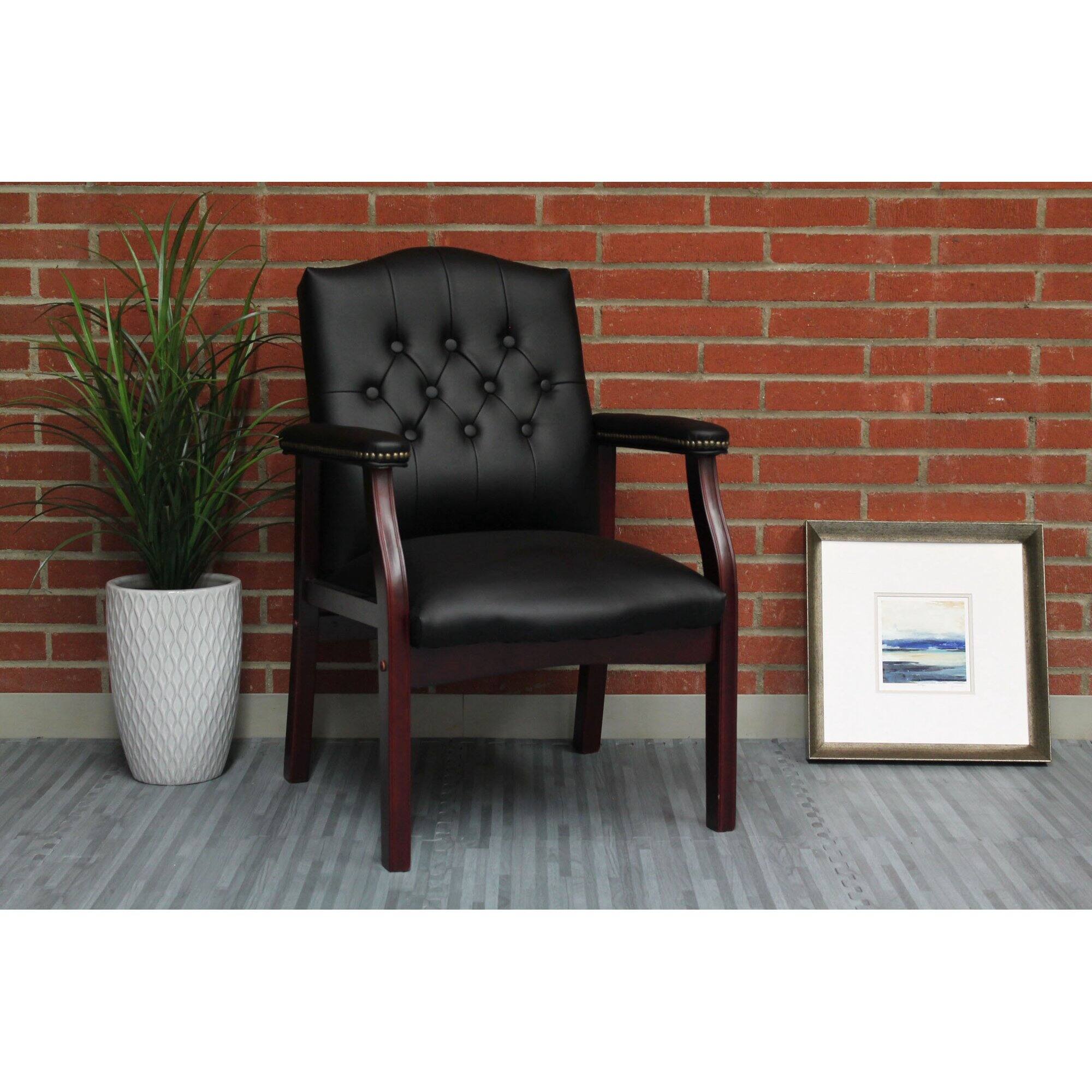 Alt View 7. GOODSILO - Boss Office Products Ivy League Guest Chair - Traditional Reception Chair - Black.