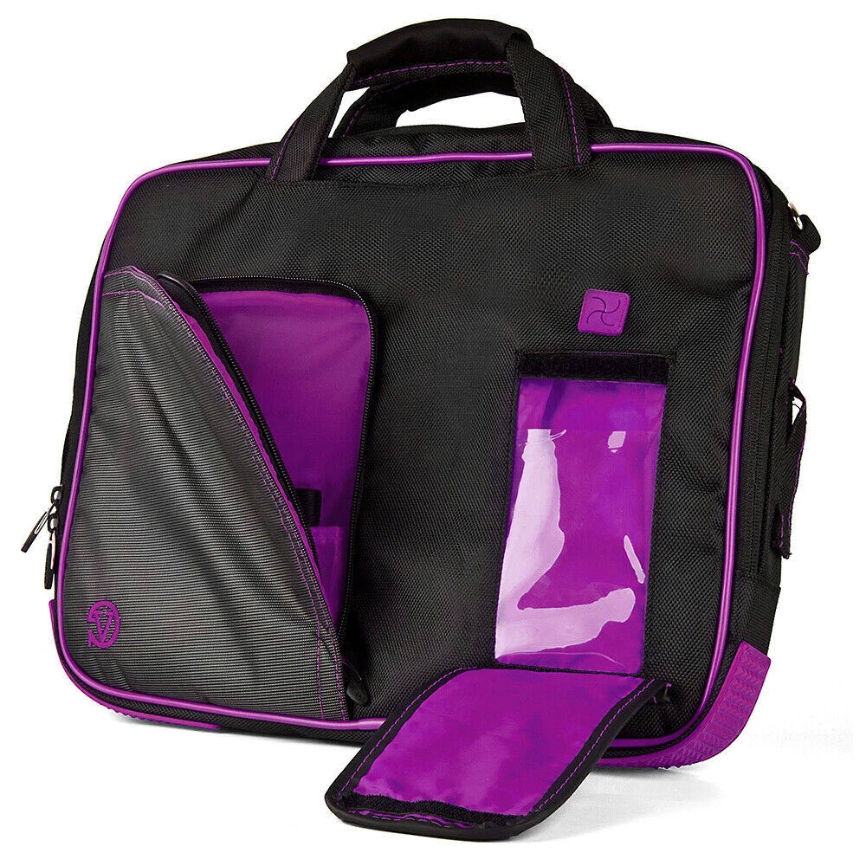 Left. Kitcheniva - Sleeve Case Messenger Bag For 14" Laptop - Black/Purple.