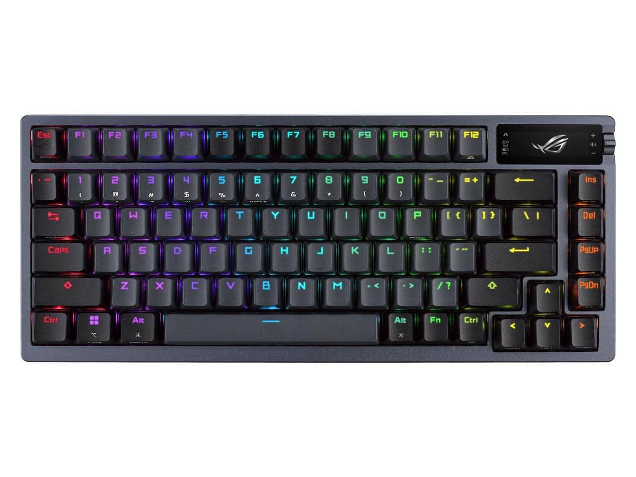 ASUS - ROG Azoth 75 Wireless DIY Keyboard - OLED, Hot-Swap PBT Keycaps, RGB - Black