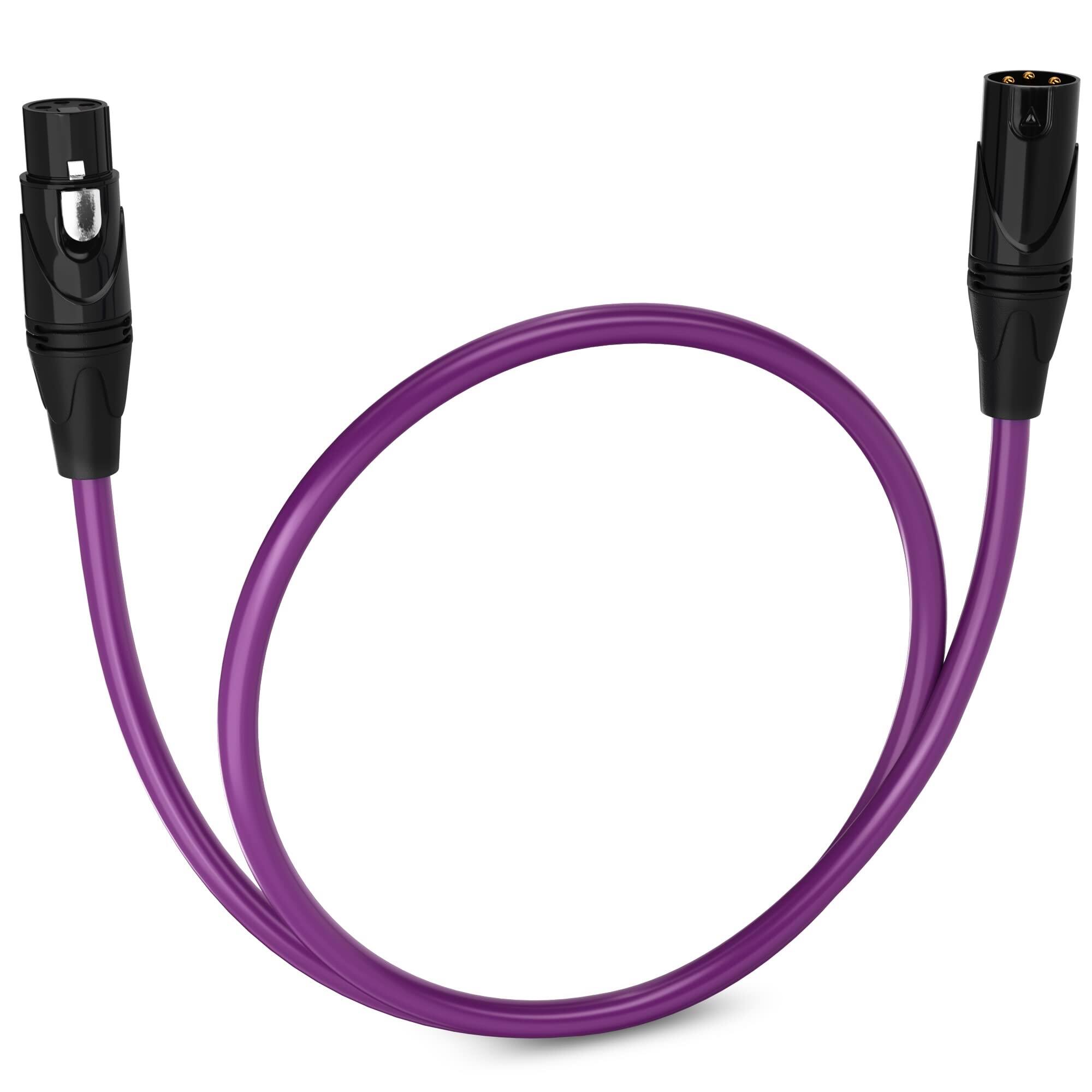 Front. Lyxpro - 1.5 ft Balanced XLR Cable, Male to Female, 3 Pin Microphone Cable - Purple.