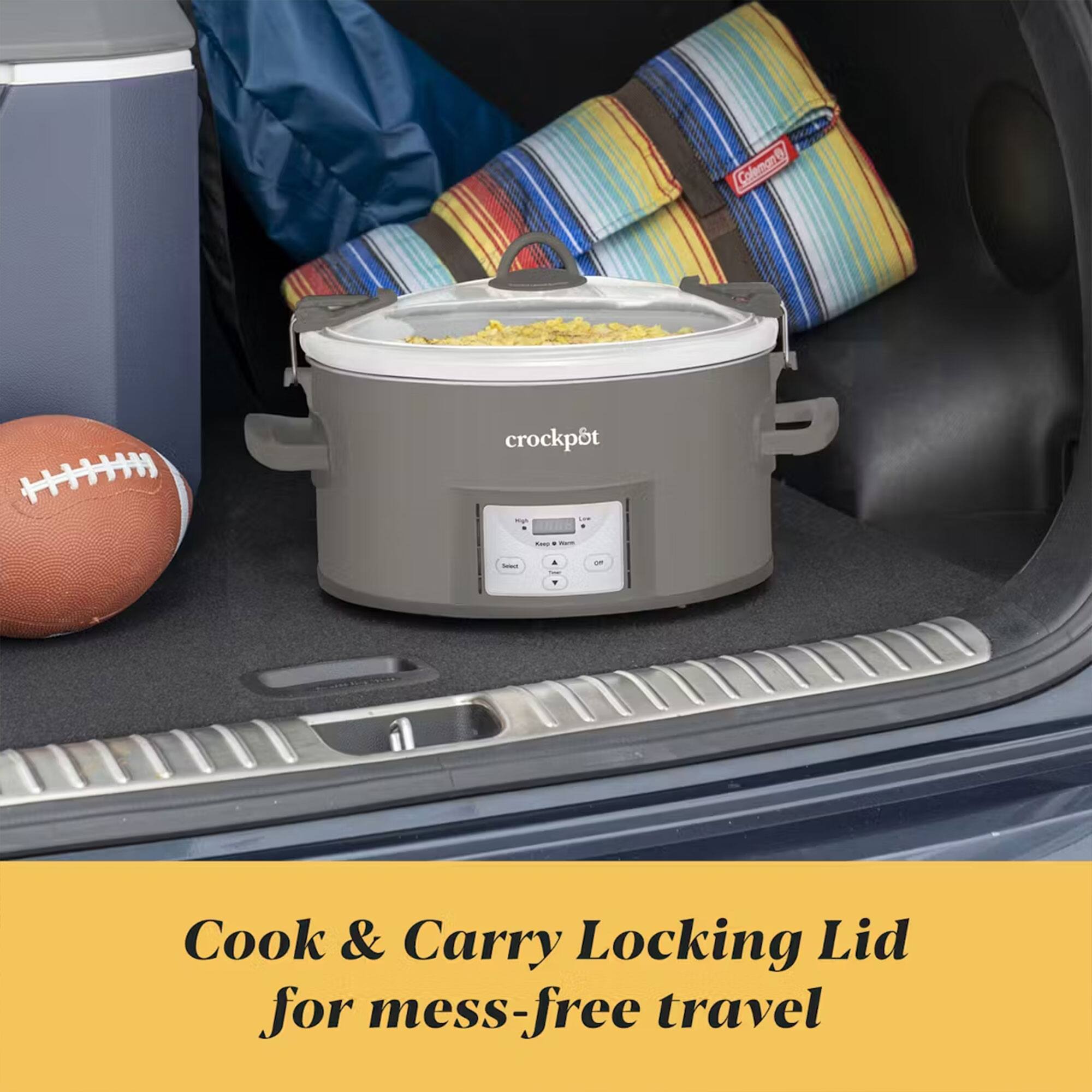 Coleman Crockpot - Cook & Carry Locking Lid for mess-free travel