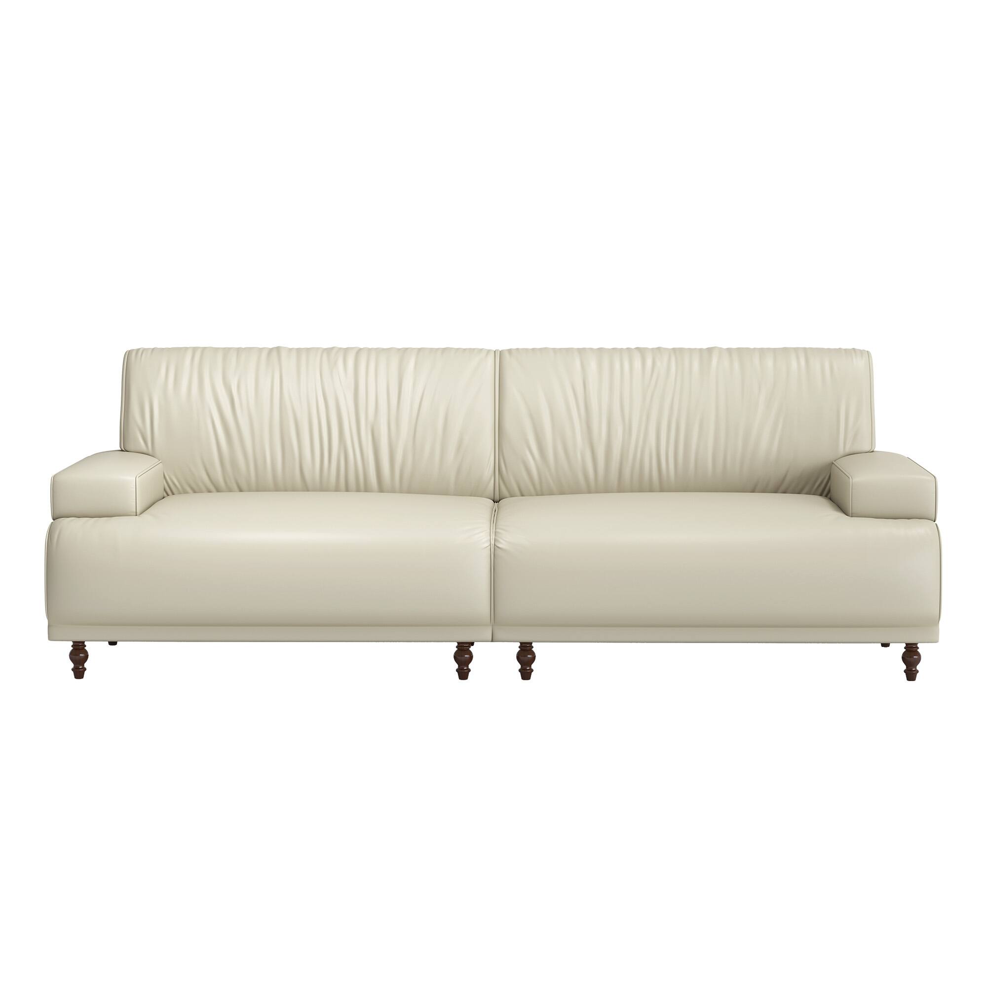 Alt View 5. luck idea - 86.4" Leather Sofa, Modern Living Room Sofa Combination - Off-white.