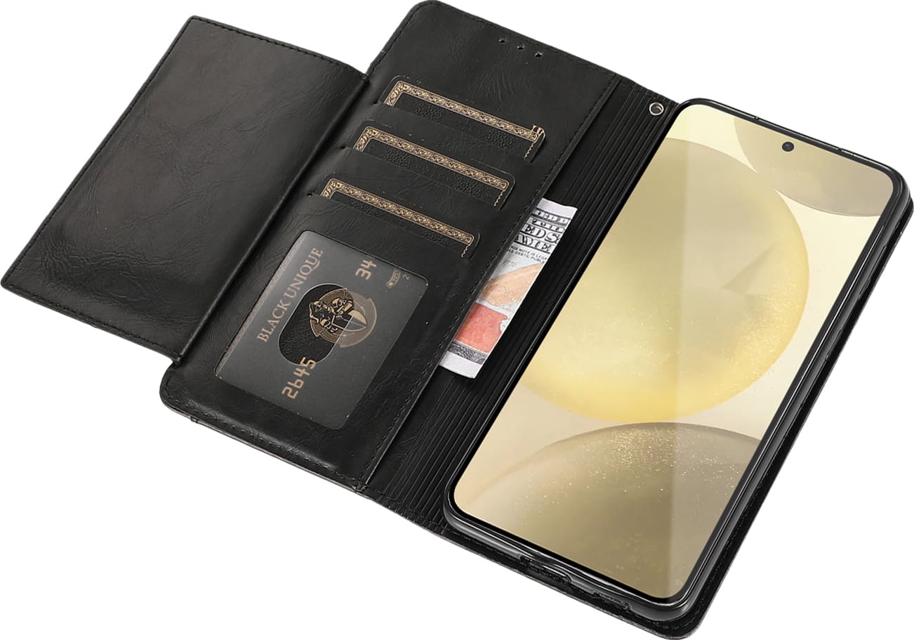 Alt View 14. SaharaCase - Genuine Leather Folio Wallet Case for Samsung Galaxy S24 - Black.
