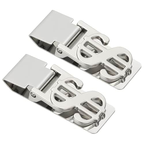 Vulpecula Spade - 2 Pcs Stainless Steel Money Clip, Metal Slim Wallet Clip for Men Money Holder Minimalist Front Pocket Wallet for - Silver