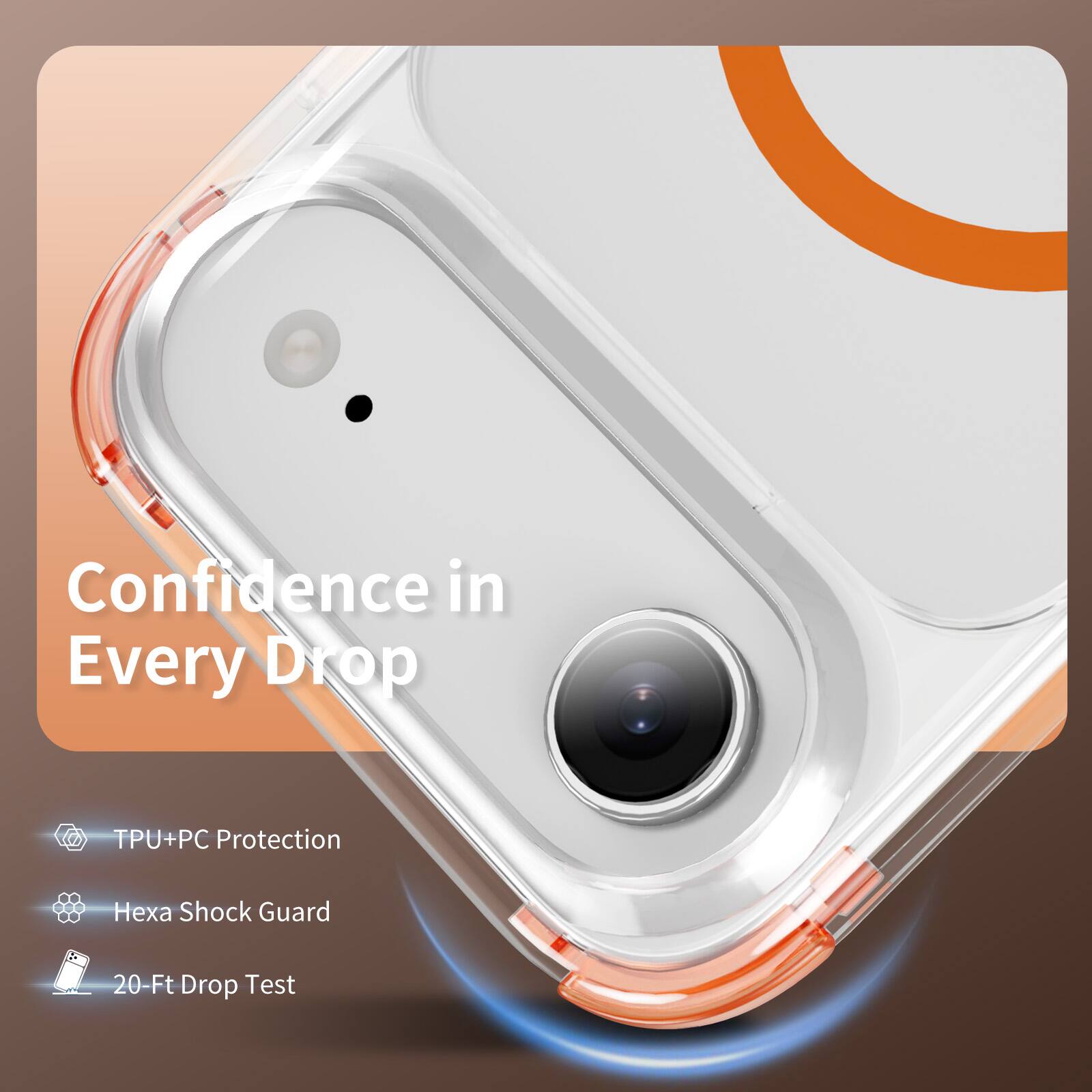 Confidence in Every Drop

TPU+PC Protection

Hexa Shock Guard

20-Ft Drop Test