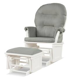 Gymax - Wood Glider & Ottoman Cushion Set Baby Nursery Rocking Chair Light Grey - Light Gray