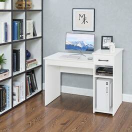 Hivvago - Modern Study Desk with Integrated Drawer and CPU Platform - White