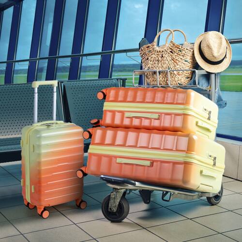 Alt View 8. Winado - Carry on Luggage Set 20"/24"/28" 3 Piece PC+ABS Multicolor Hardshell Suitcase Set with TSA Lock & Spinner Wheels - Gradient Orange.