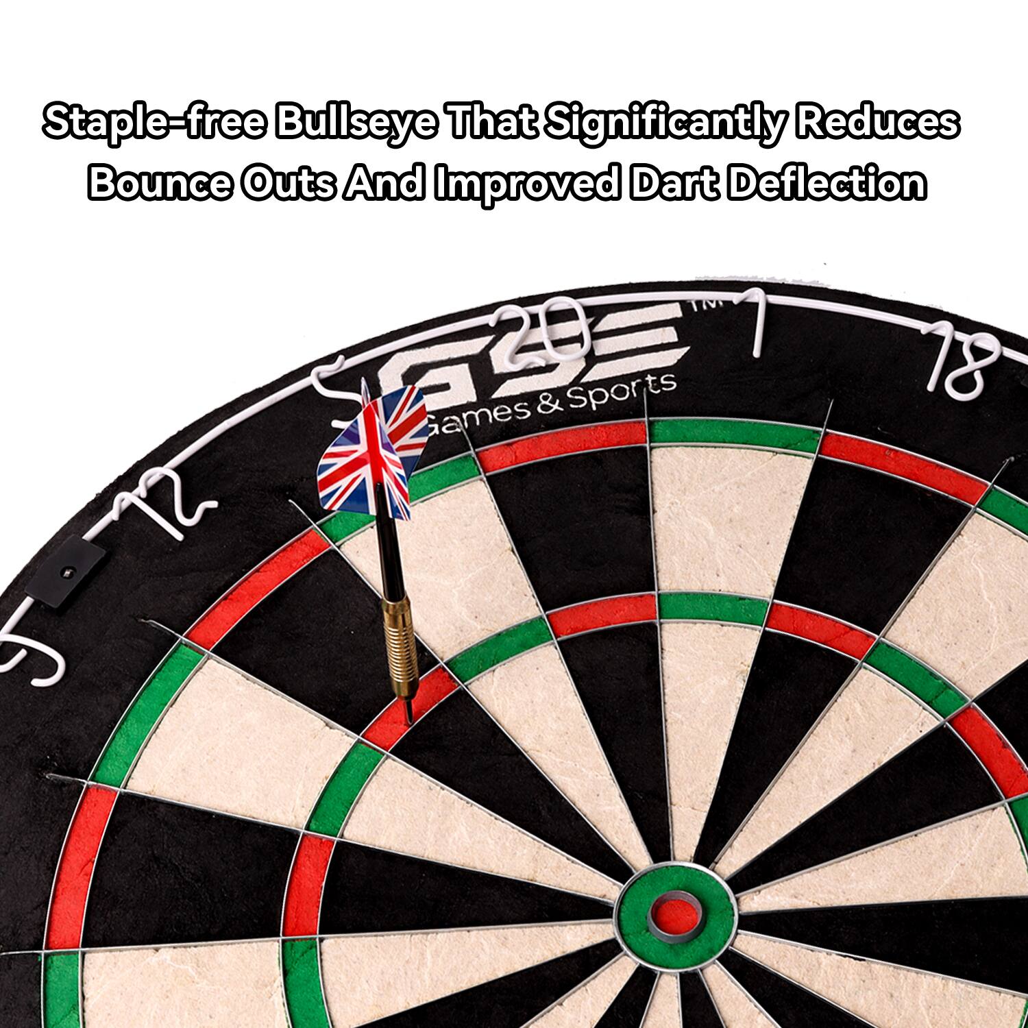 Staple-free Bullseye That Significantly Reduces Bounce Outs And Improved Dart Deflection

F2018 Games & Sports