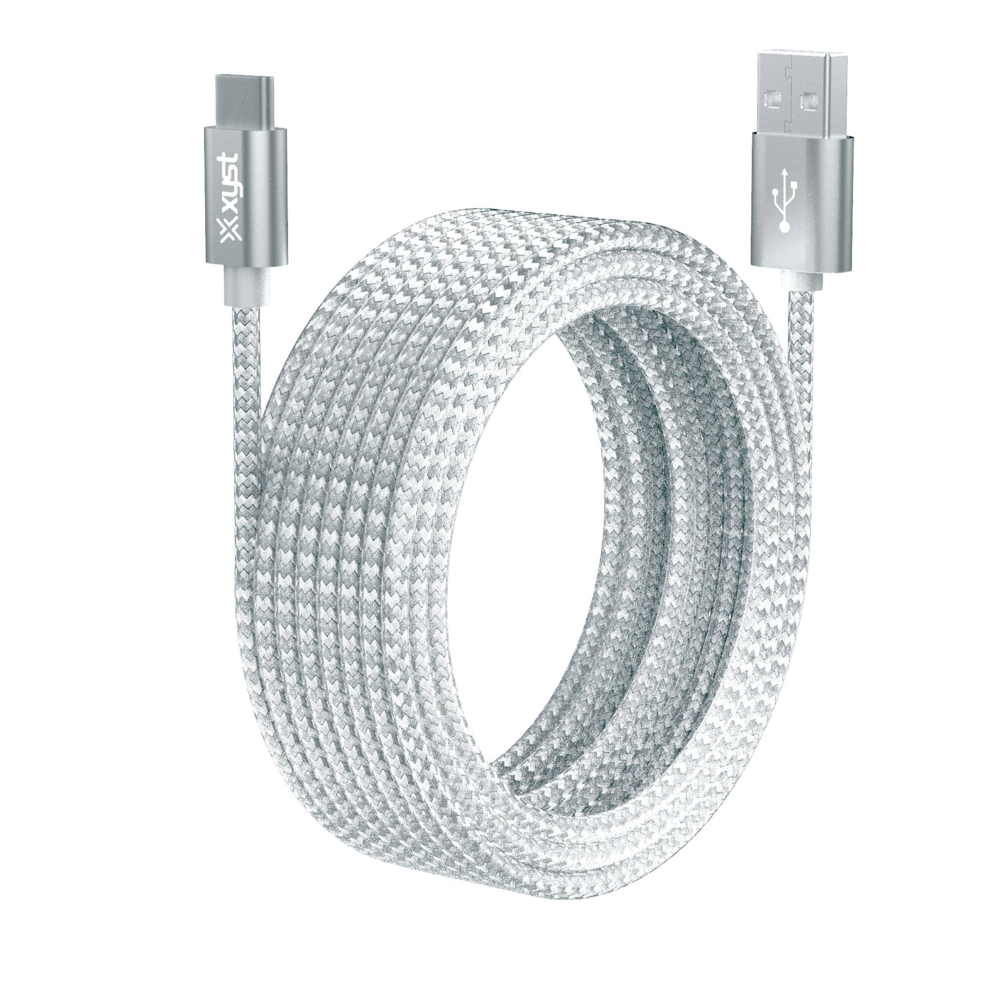 Alt View 8. Xyst - Charge and Sync USB to USB-C Braided Cable 10Ft - White.