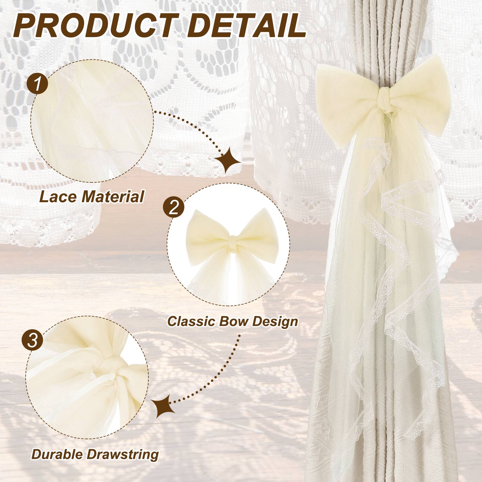 PRODUCT DETAIL

1. Lace Material
2. Classic Bow Design
3. Durable Drawstring