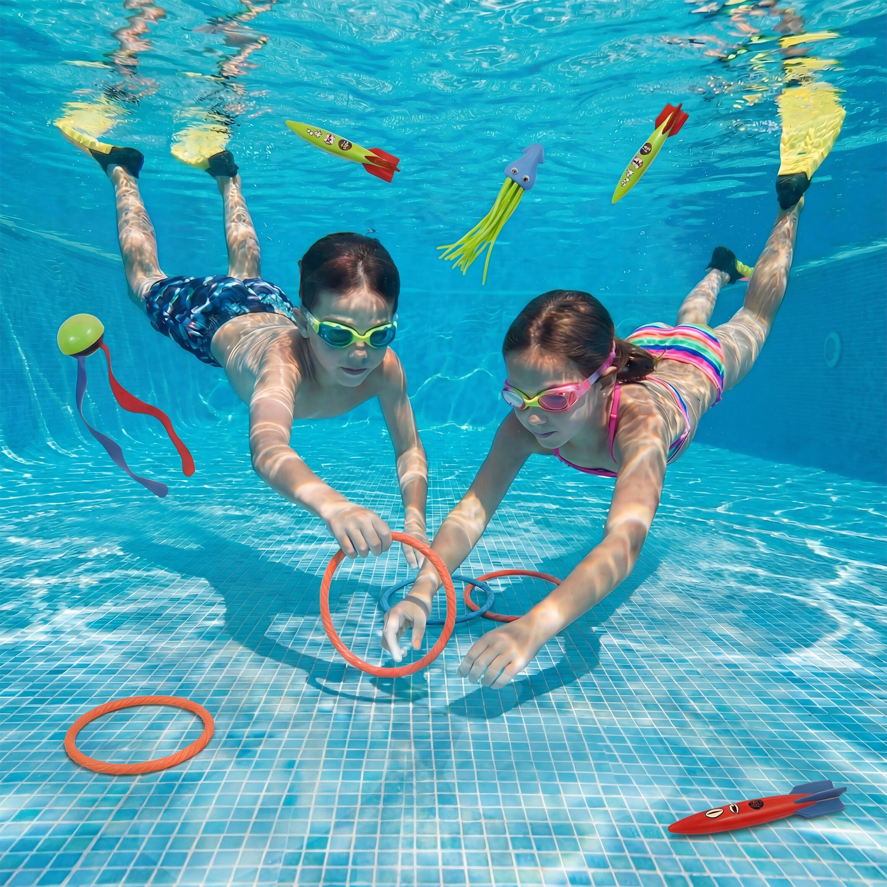 Alt View 3. Joyfy - 30 Pcs Diving Pool Toys for Kids, Jumbo Swimming Pool Diving Toys Set with Storage Bag, Pool Games Summer Swim Fish Toys.