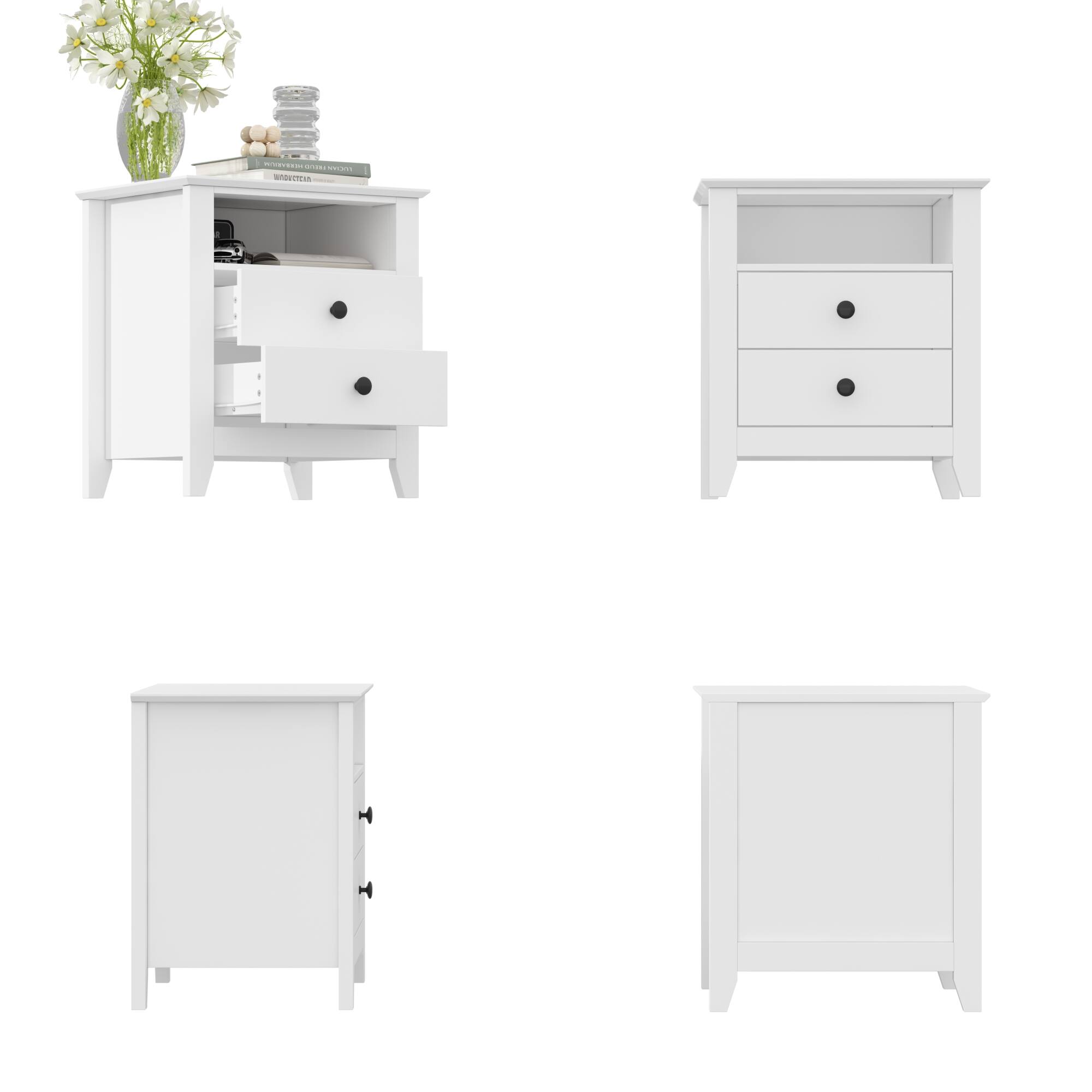 Angle. FUFU&GAGA - FUFU&GAGA 2 - Drawer Nightstand: Minimalist Storage for Modern Homes - White.