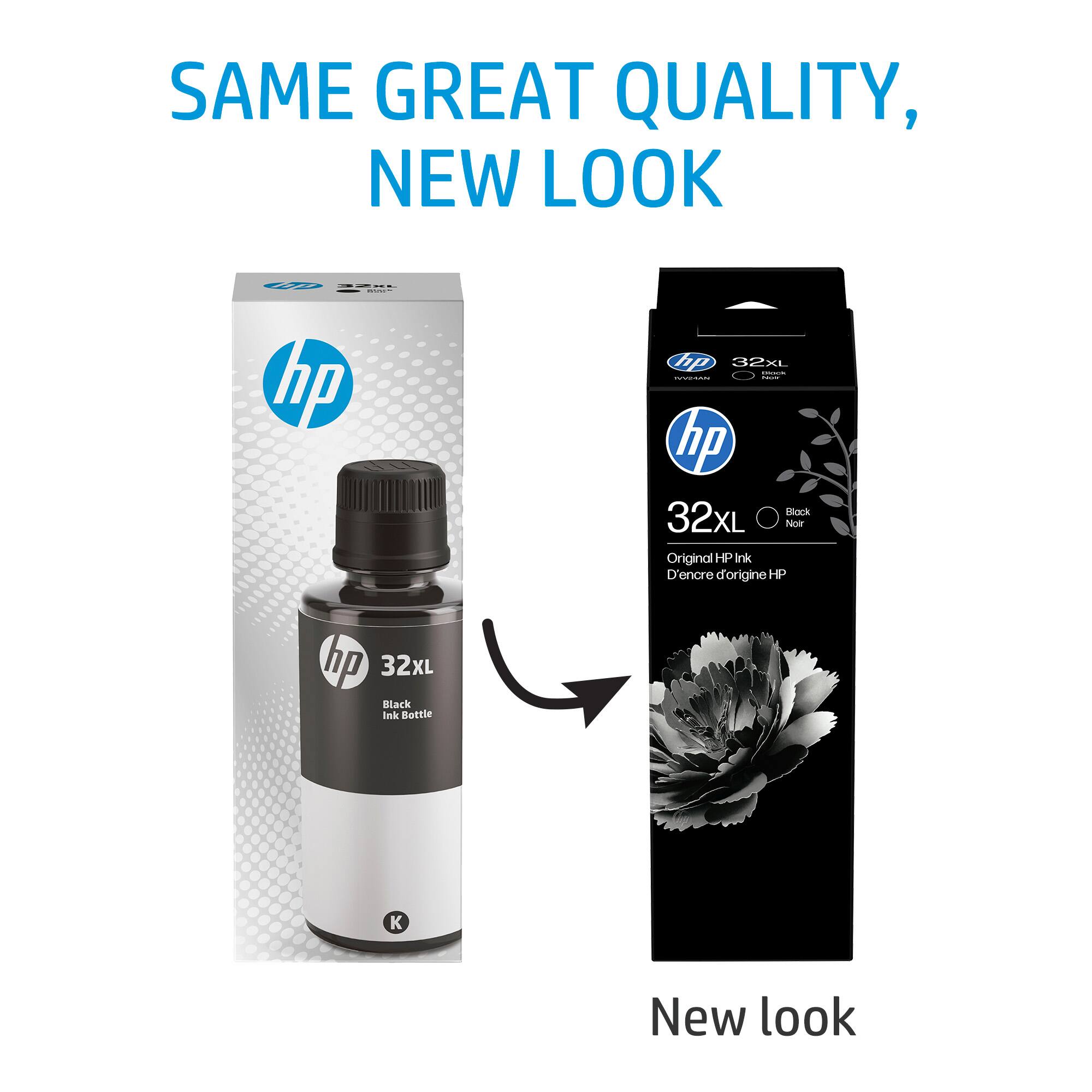 SAME GREAT QUALITY, NEW LOOK

hp 32XL Black Ink Bottle

New look

hp 32XL Black Ink
Original HP Ink
D'encre d'origine HP
