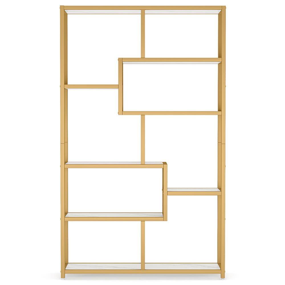 Alt View 1. Kadyn - Kadyn Bookshelf, Storage Shelf, Bookcase,Modern Bookshelf, 8-Open Shelf Etagere Bookcase Storage Organizer,White& Golden - White& Golden.