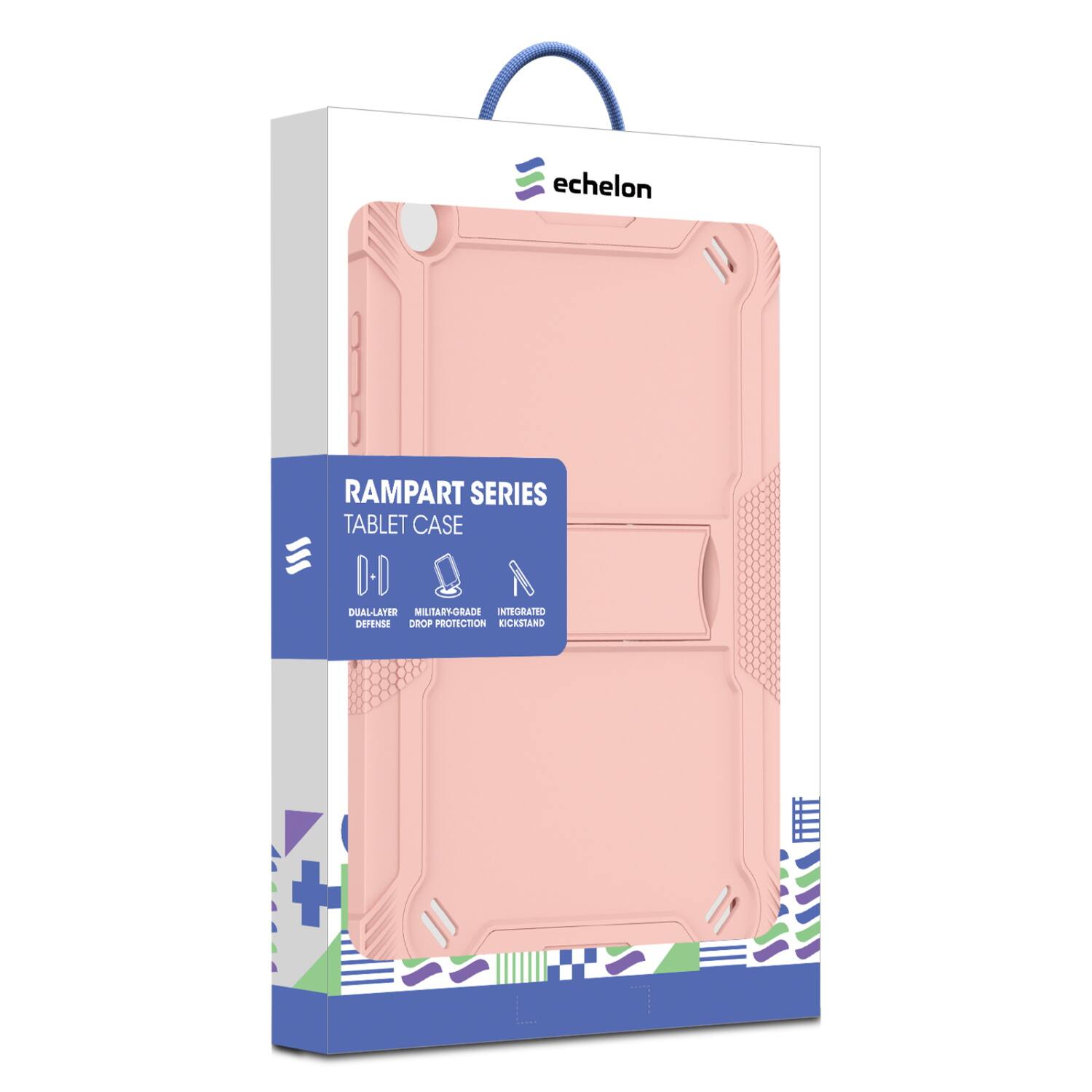 echelon RAMPART SERIES TABLET CASE DUAL-LAYER MILITARY-GRADE DROP PROTECTION INTEGRATED KICKSTAND
