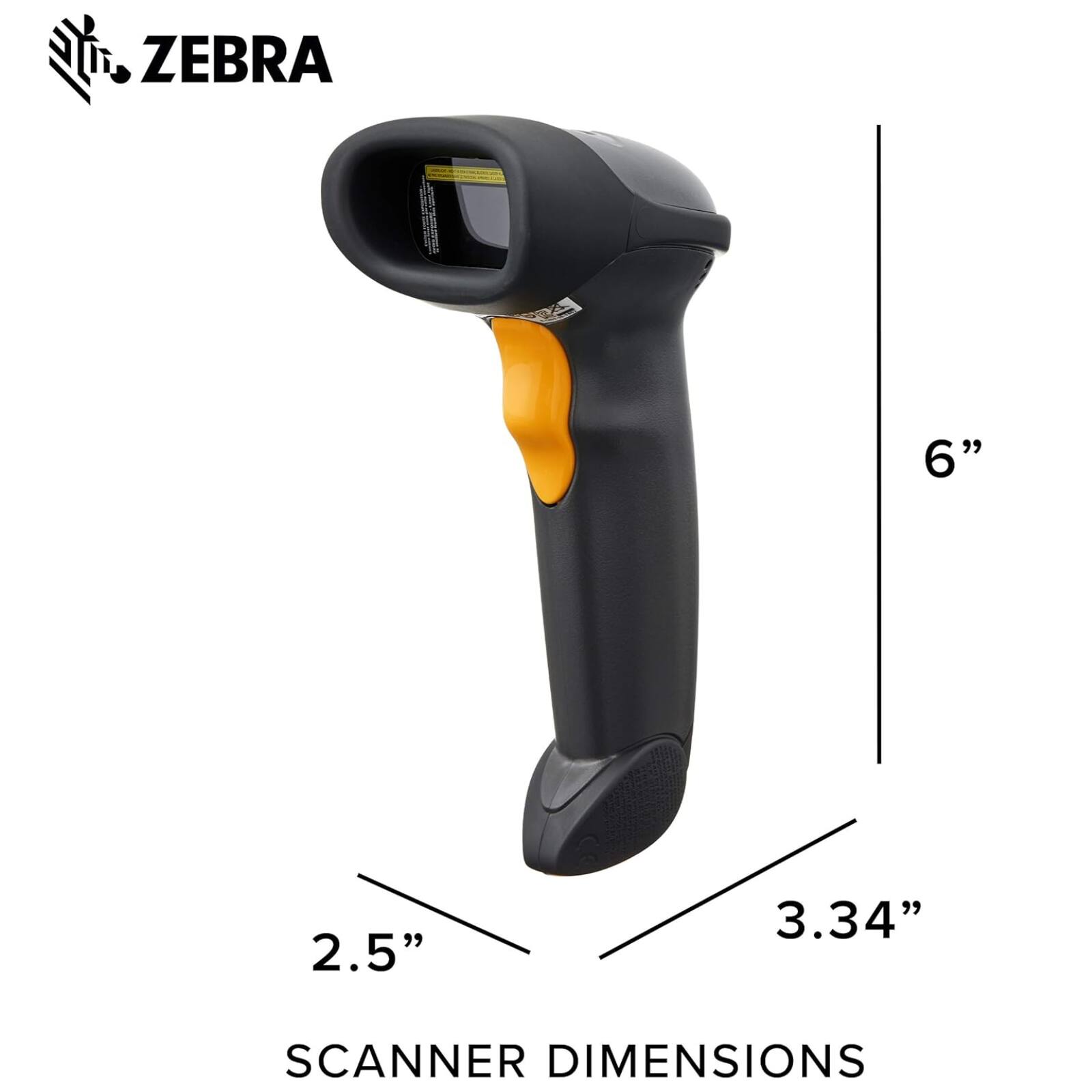 ZEBRA 6" 2.5" 3.34" SCANNER DIMENSIONS