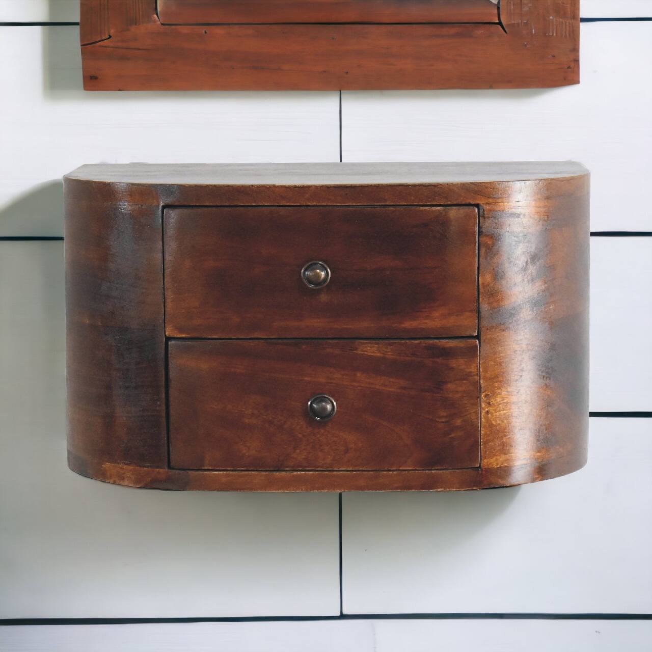 Alt View 6. Artisan Furniture - Artisan Furniture Solid Wood Lunar 2 Drawer Floating Nightstand, Darkk Brown - Chestnut.