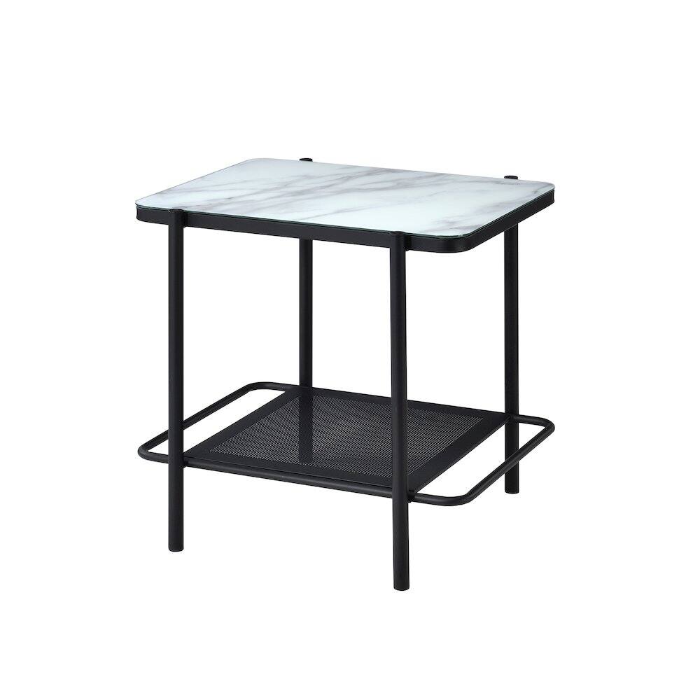 Furniture of America - Joaquin Metal 1-Shelf End Table and White - Black