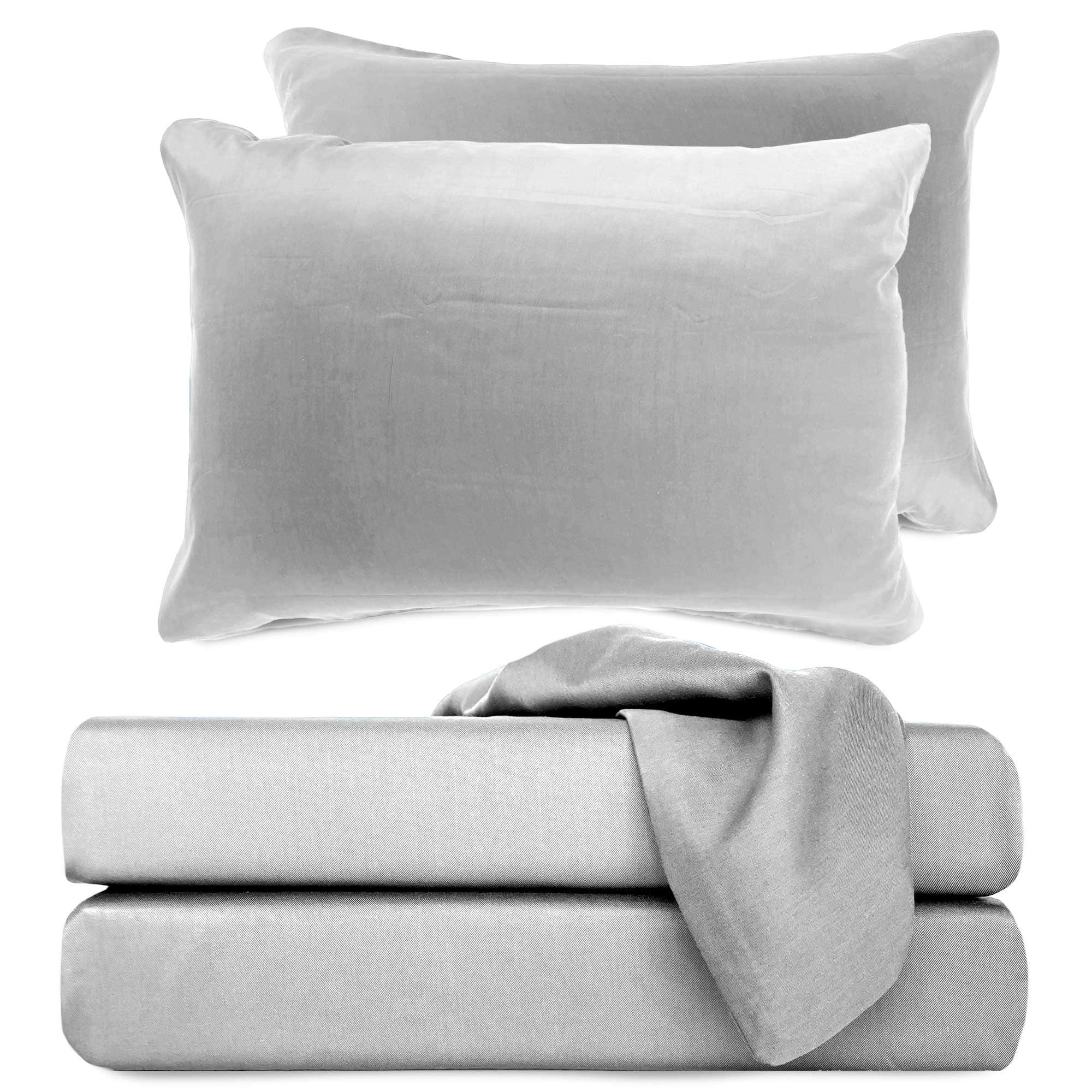 BedVoyage - Luxury 100% viscose from Bamboo Bed Sheet Set, Split King - Stone - Grey