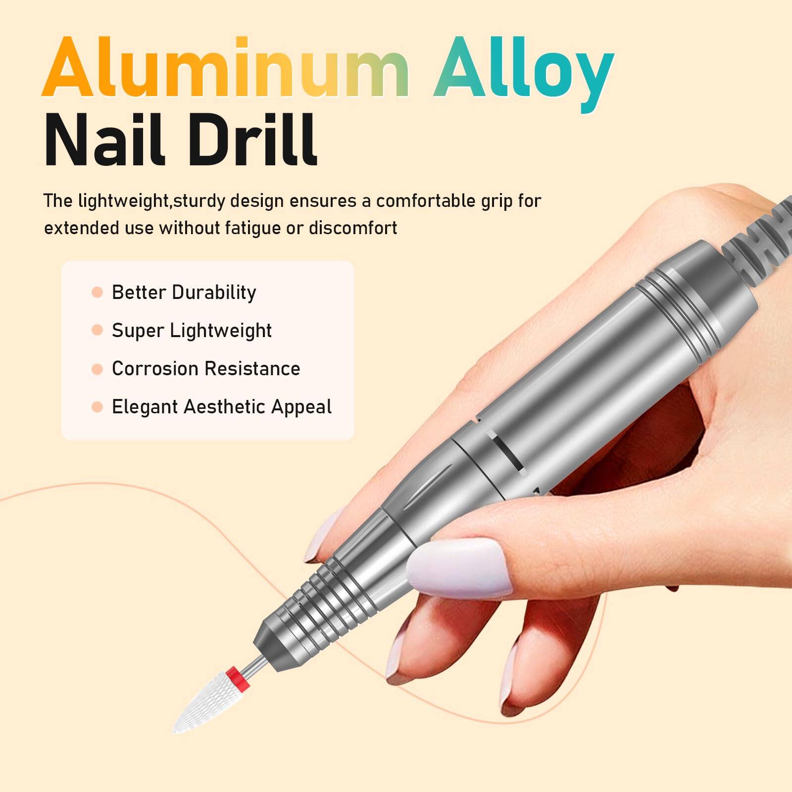 Aluminum Alloy Nail Drill

The lightweight, sturdy design ensures a comfortable grip for extended use without fatigue or discomfort.

- Better Durability
- Super Lightweight
- Corrosion Resistance
- Elegant Aesthetic Appeal