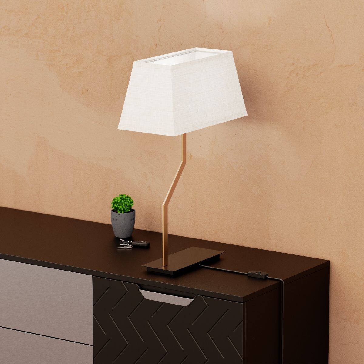 Back. Infibrite - Angled Brass 25 Inch Table Lamp with Textured Shade, E26 Bulb Compatible - White.