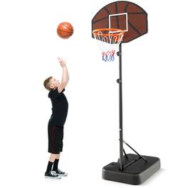 Costway - Basketball Hoop 5.6-6.5 FT Height Adjustable for Kids with Shatterproof Backboard - Black