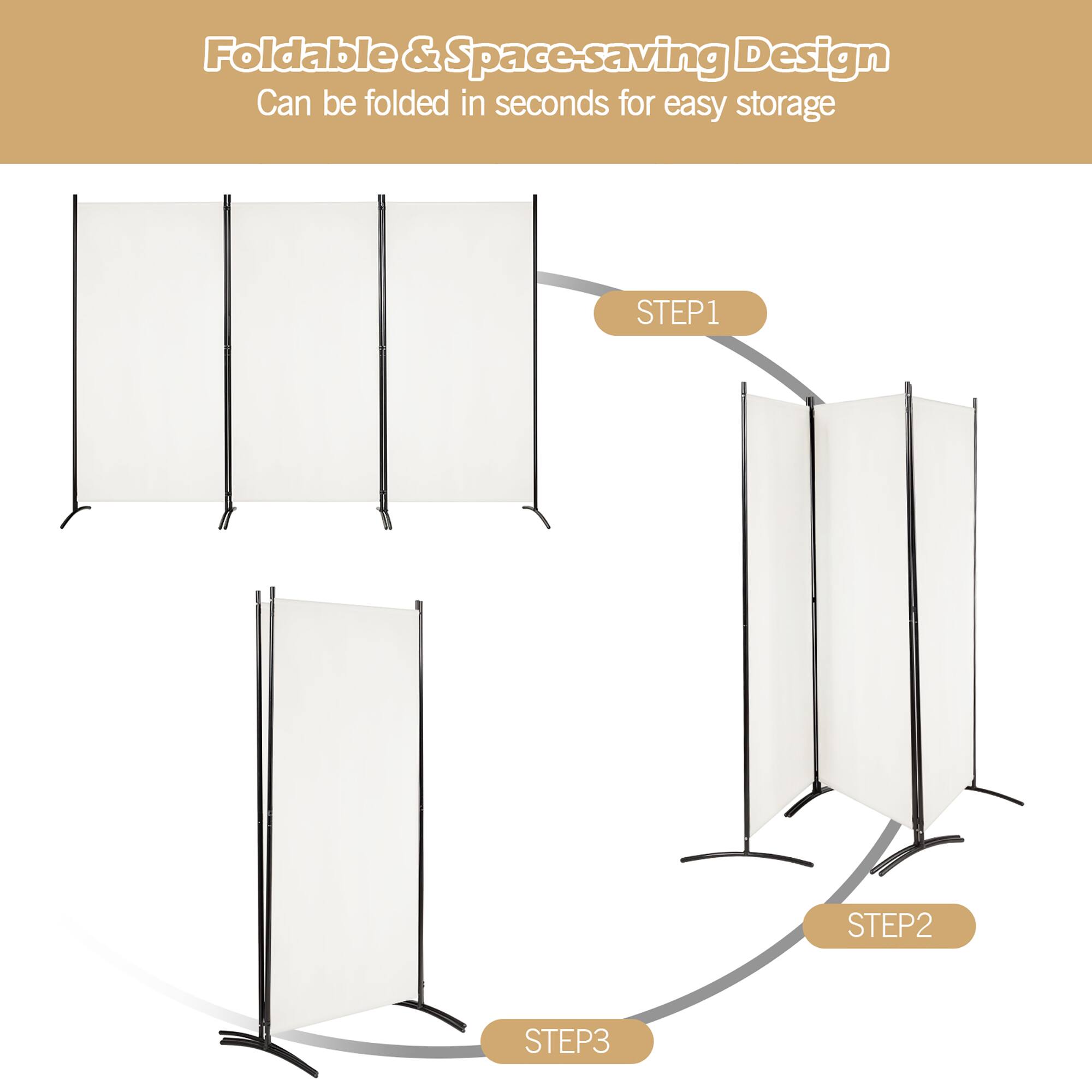 Foldable & Space-saving Design  
Can be folded in seconds for easy storage  

STEP1  
STEP2  
STEP3