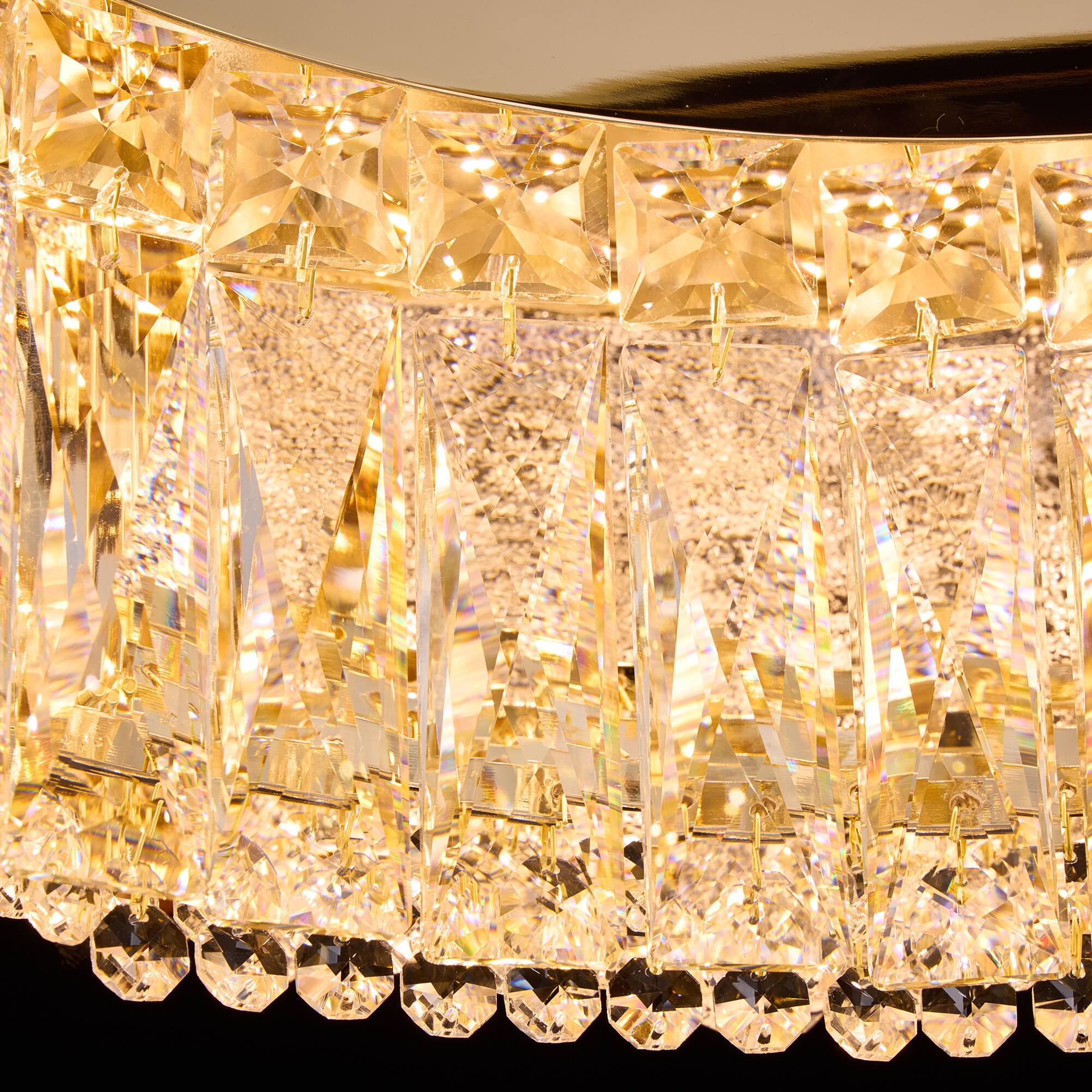 Alt View 6. Siljoy - 24 Inch Oval Luxury Gold Crystal Chandelier with Icy Texture Glass, Pendant Light for Dining Room, Living Room - Champagne Gold.