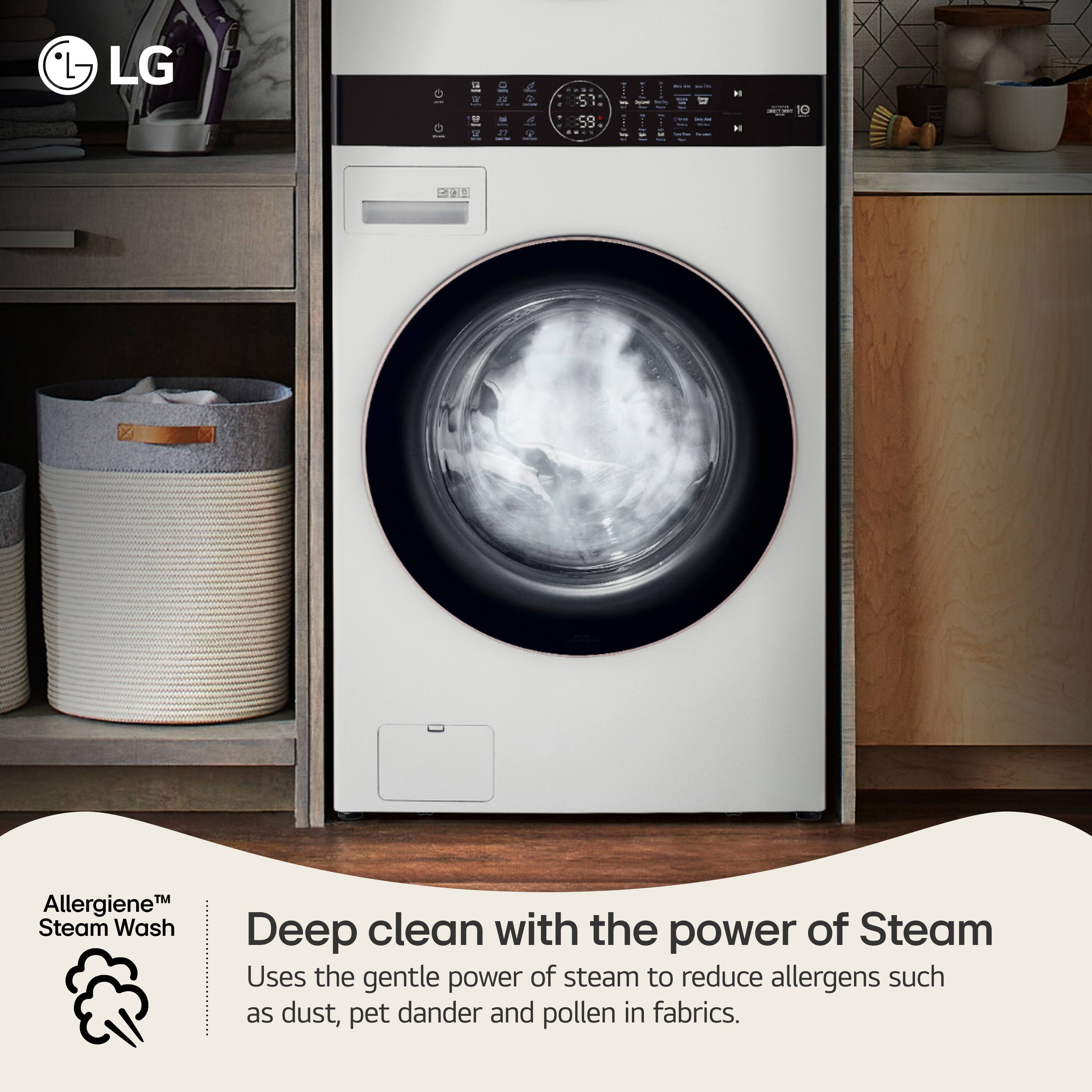 LG

Allergiene™ Steam Wash

Deep clean with the power of Steam

Uses the gentle power of steam to reduce allergens such as dust, pet dander and pollen in fabrics.