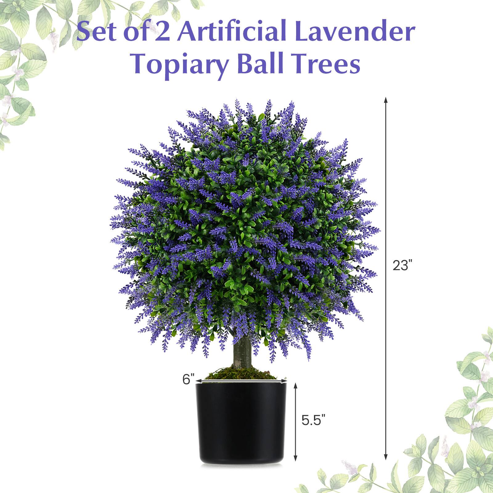 Set of 2 Artificial Lavender Topiary Ball Trees

23"  
6"  
5.5"