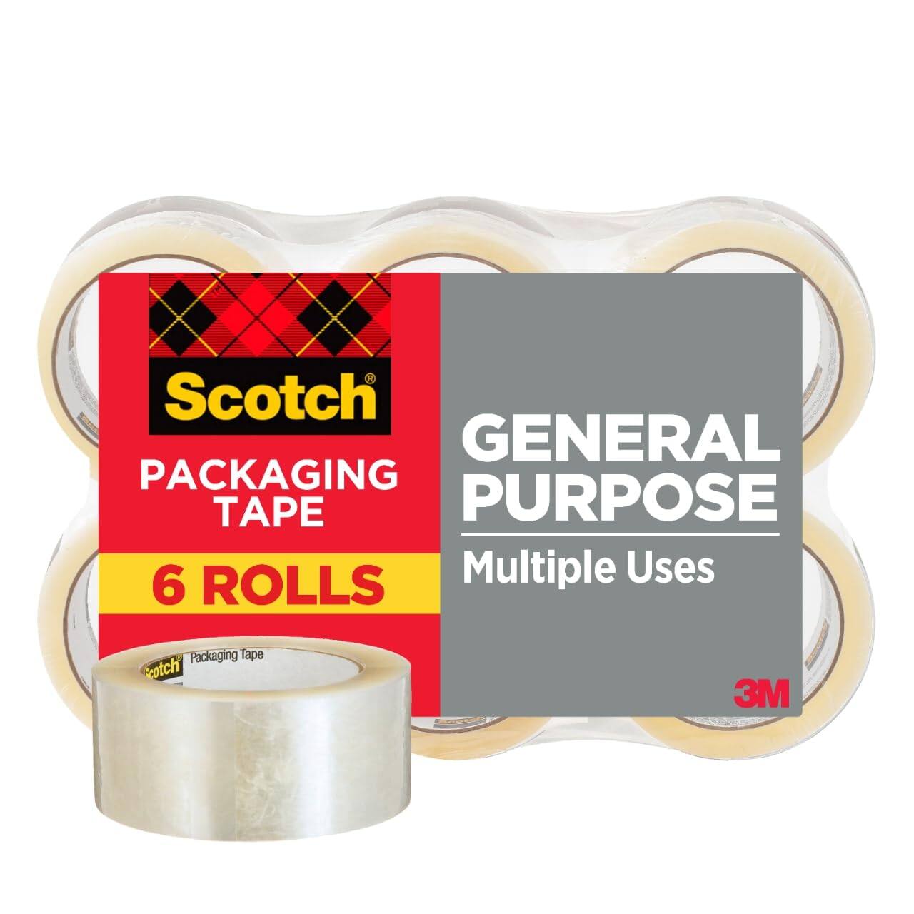 Scotch General Packaging Tape - General Purpose Multiple Uses 6 Rolls