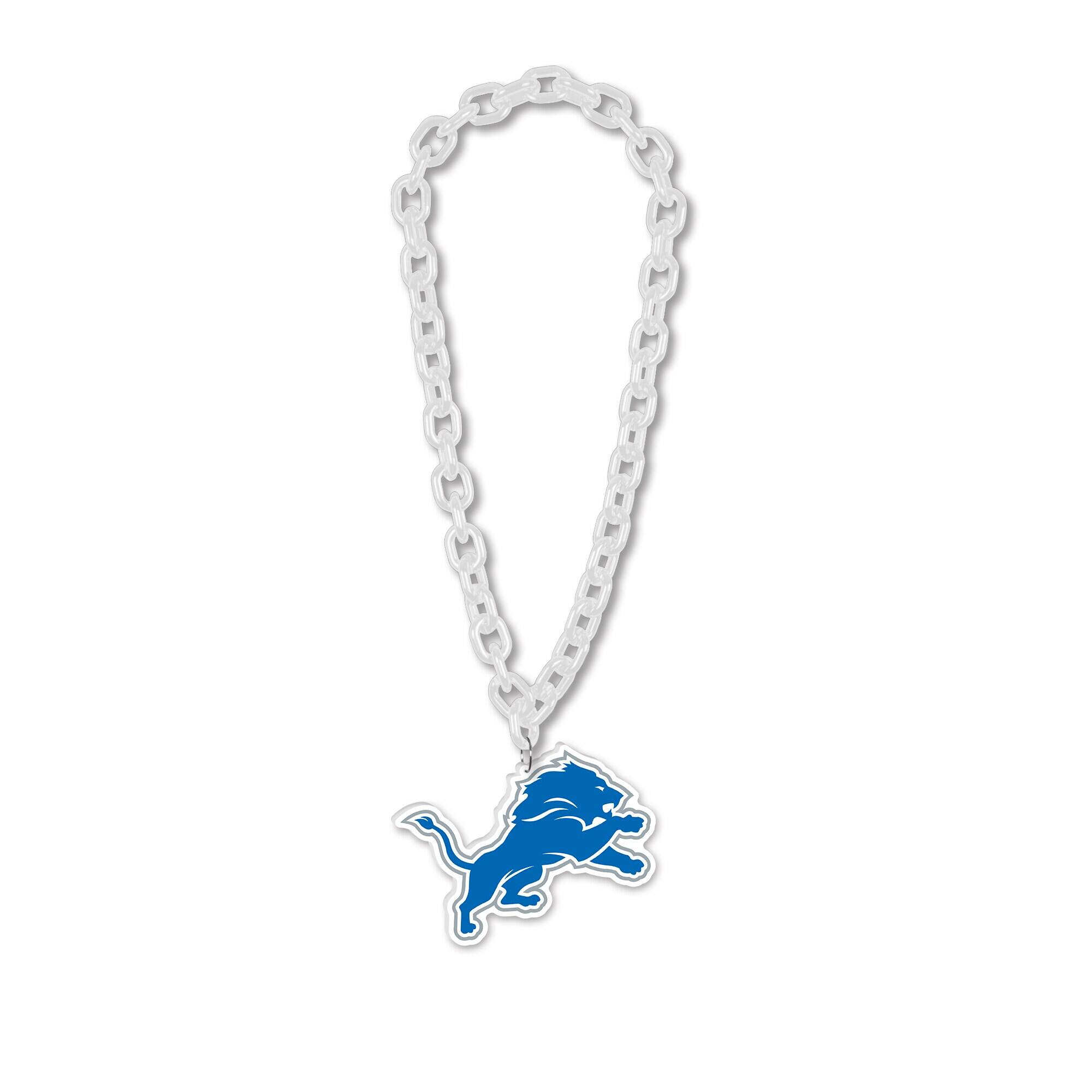 Front. WinCraft - Detroit Lions Big Chain Logo Plastic Necklace - Multicolor.
