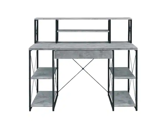 Front. Forest'nSky - All Purpose Writing Desk, Gray Finish Computer Table for Home Office, Study, or Bedroom, Modern Style - Gray.