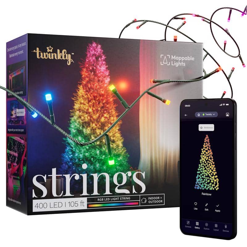 Twinkly - LED Micro/5mm 400 ct String Christmas Lights 105 ft - Multicolored