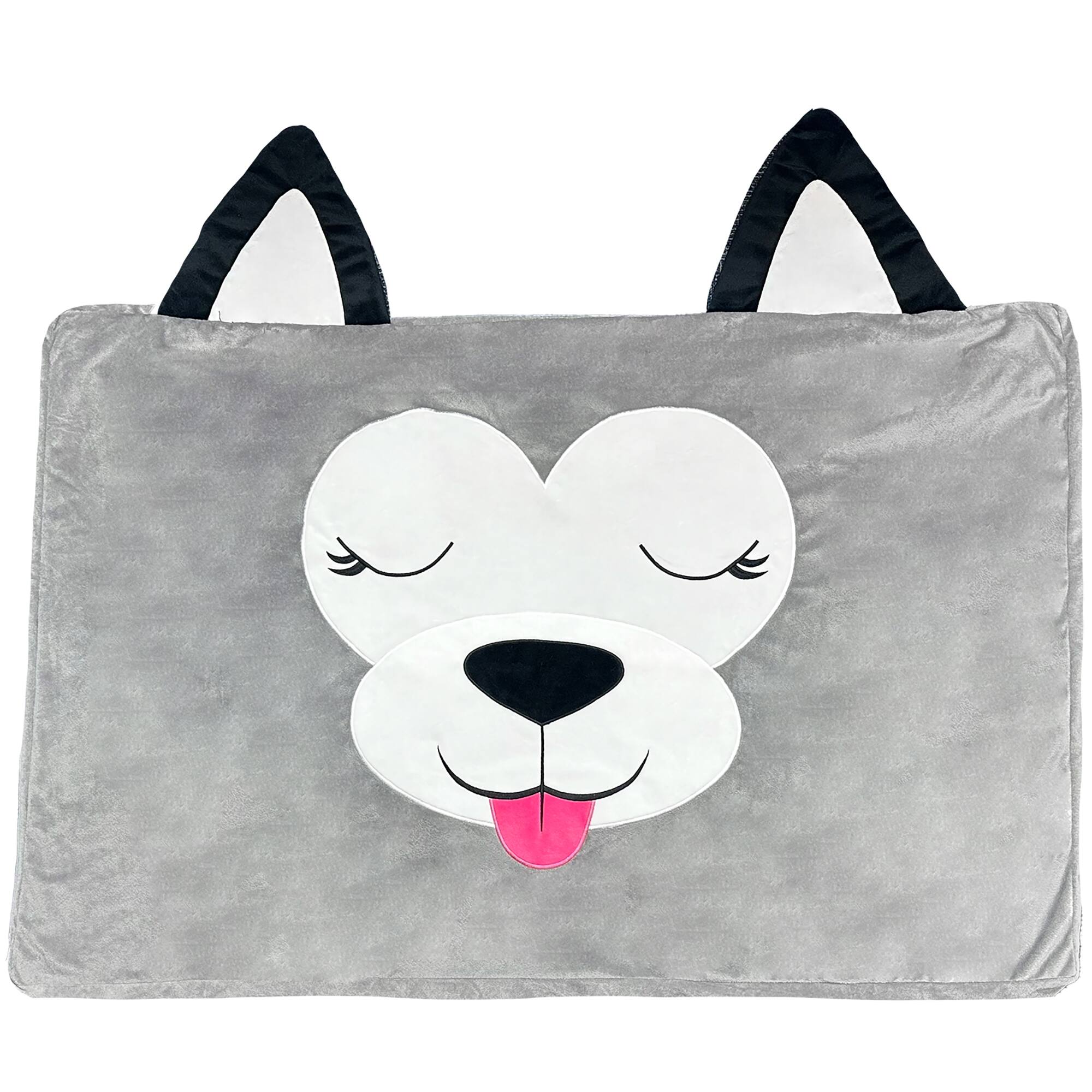 Front. Happy Nappers - Pet Bed In A Box Slipcover: Daisy The Gray Dog - Medium - 30x20" - Gray.