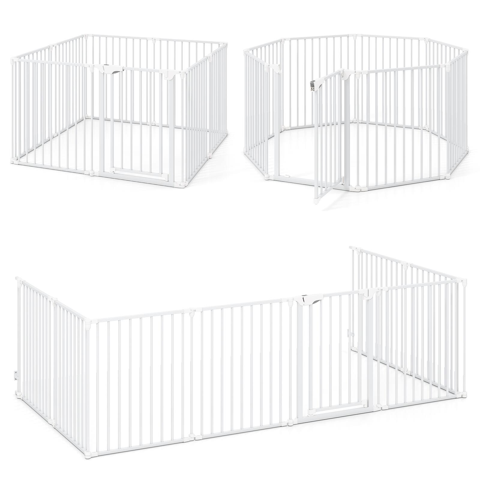 Alt View 9. Gymax - Gymax 8-Panel Adjustable Pet Safety Fence w/Auto-close Door & Double Locking System White.