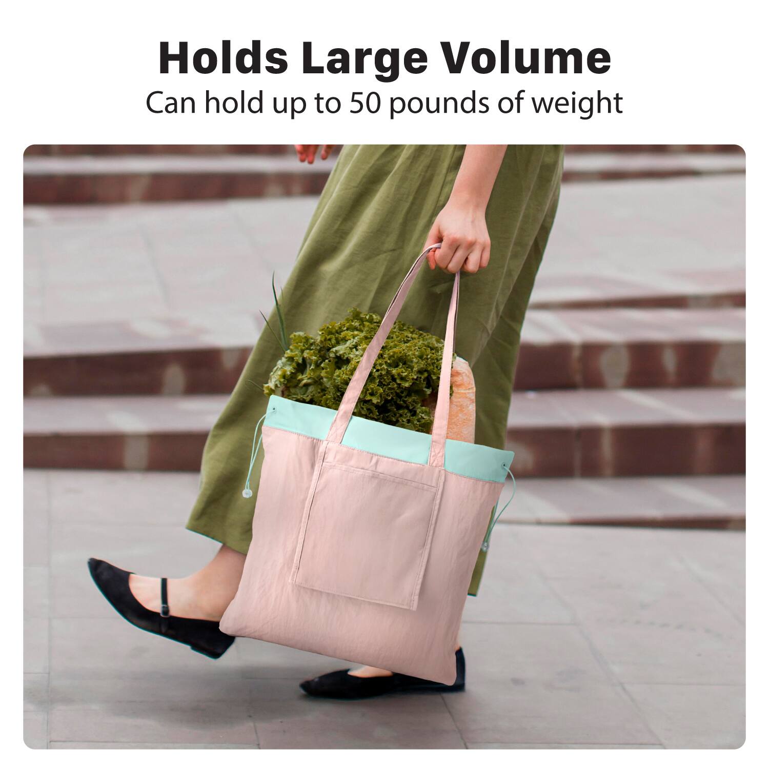 Holds Large Volume  
Can hold up to 50 pounds of weight