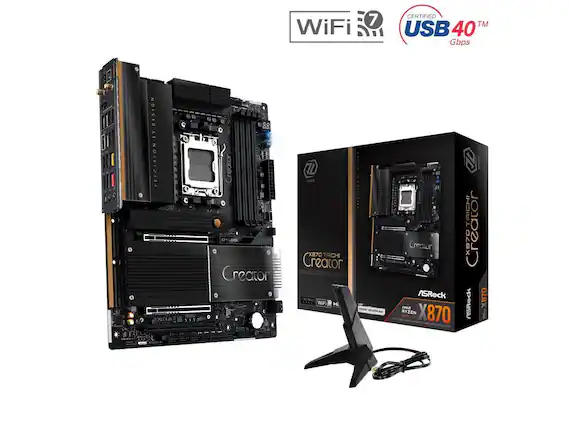 WiFi 7 CERTIFIED TM USB 40 Gbps DESIGN BY PRECISION RoHa PECEA & 8.8 Creator LERULEASE Creator X870 TAICHI Creator WiFi R H Creator ASRock ANCO RYZEN X870 TAICHI X870 Creator 870 ASRock