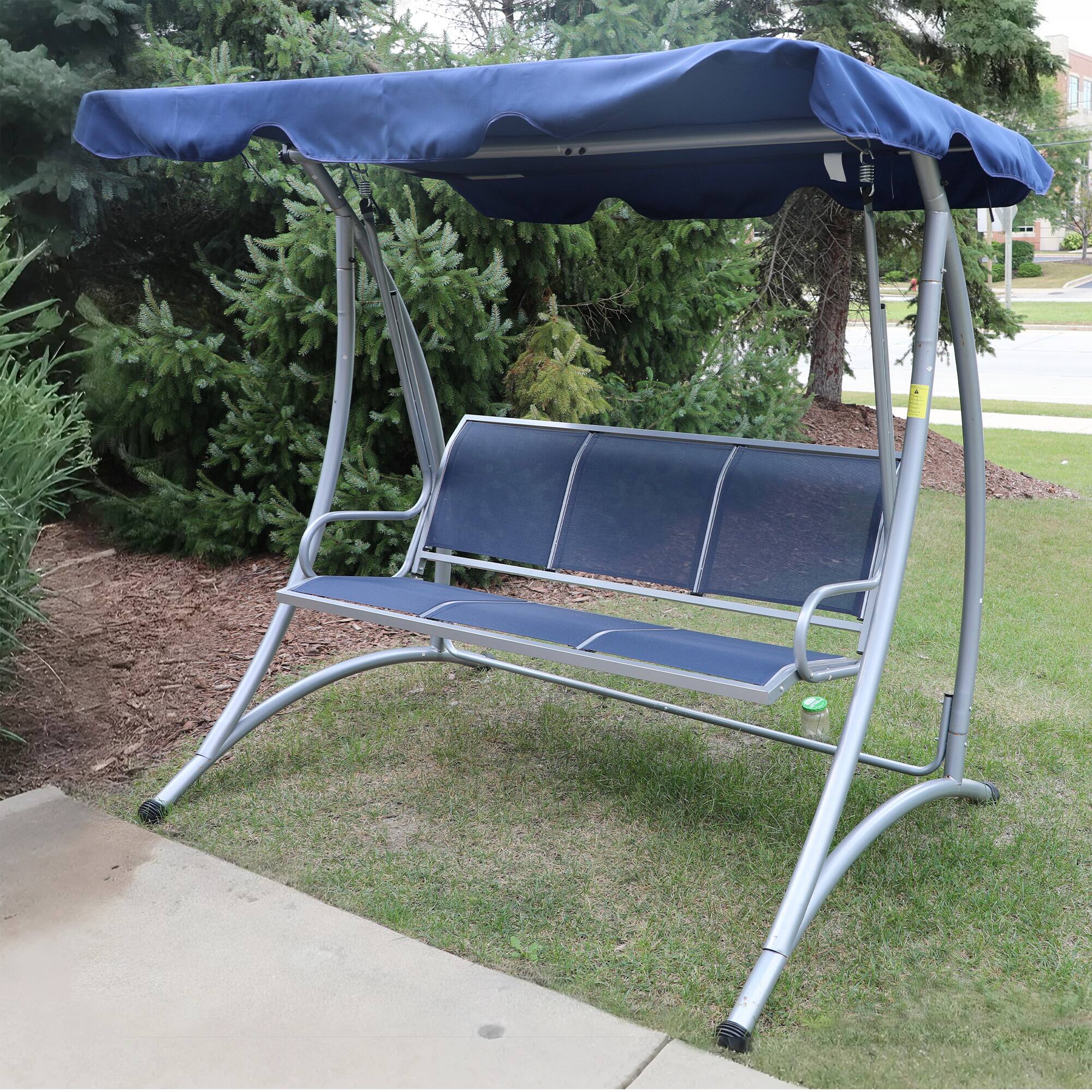 Alt View 7. Outsunny - Outsunny 3-Seat Outdoor Porch Swing Chair Patio Swing Glider with Adjustable Canopy.