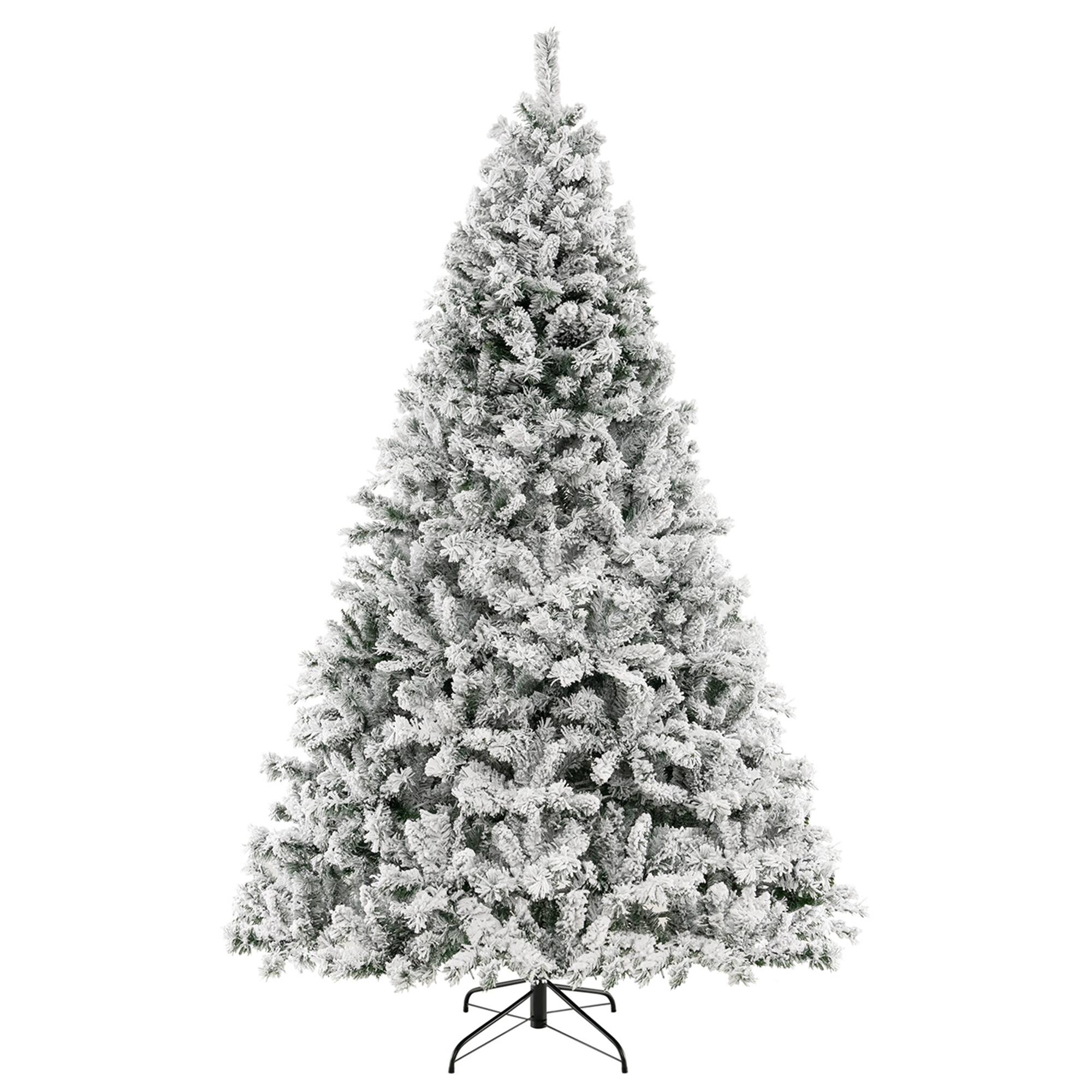 Alt View 19. Costway - 8 FT Pre-Lit Christmas Tree 3-Minute Quick Shape Flocked Decor with 600 LED Lights - Green/White.