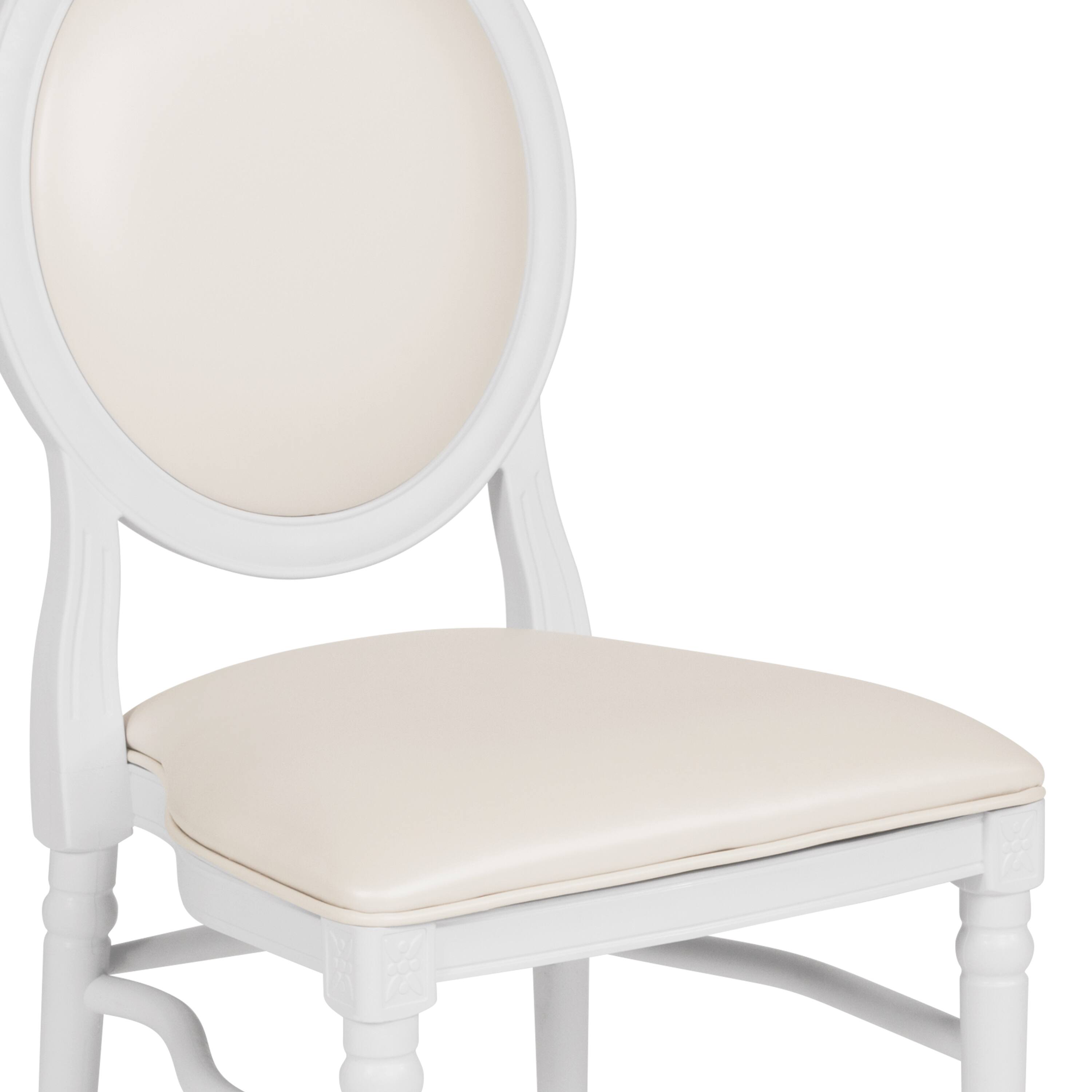 Alt View 8. Emma + Oliver - King Louis Dining Side Chair, Desk Chair - White Vinyl/White Frame.