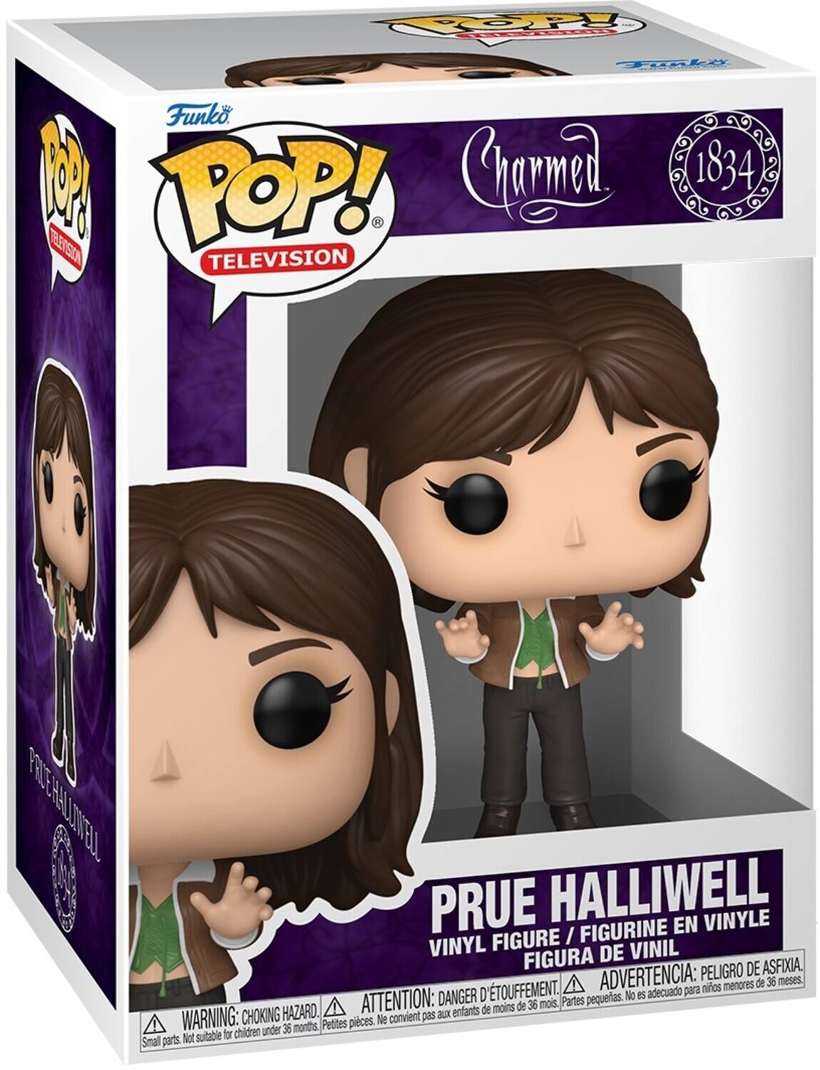 Funko POP! TELEVISION  
Charmed  
1834  

PRUE HALLIWELL  
VINYL FIGURE / FIGURINE EN VINYLE / FIGURA DE VINIL  

ADVERTENCIA: PELIGRO DE ASFIXIA.  
ATTENTION: DANGER D'ÉTOUFFEMENT.  
WARNING: CHOKING HAZARD.  

Small parts. Not suitable for children under 36 months.  
Petites pièces. Ne convient pas aux enfants de moins de 36 mois.  
Partes pequeñas. No es adecuado para niños menores de 36 meses.