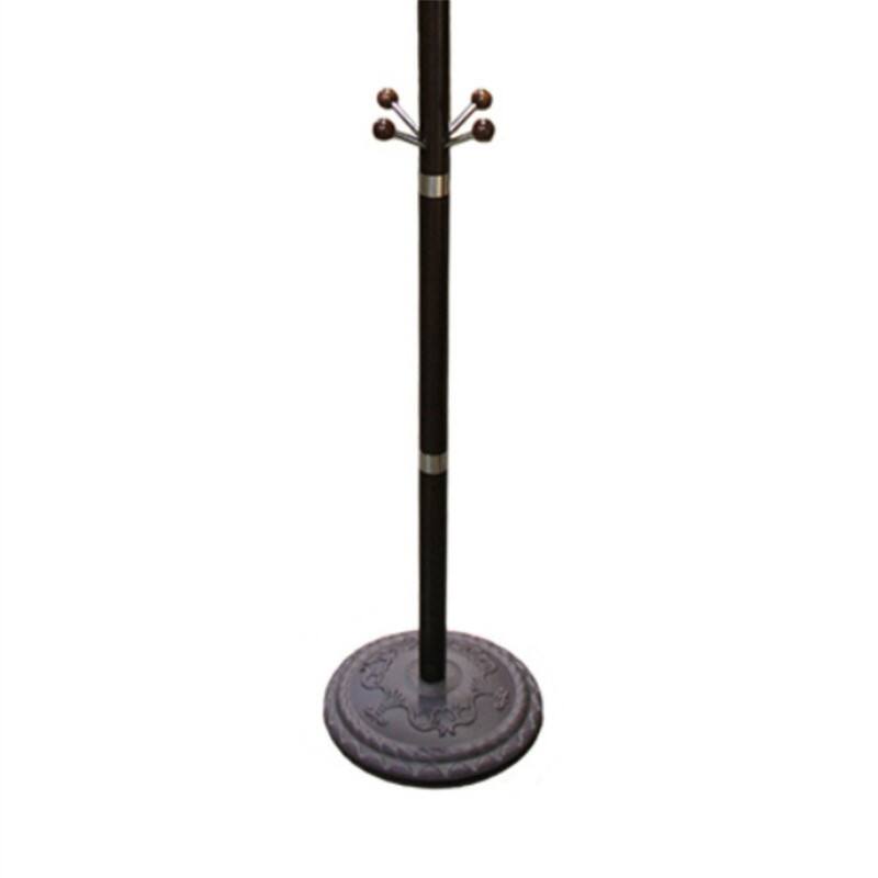 Back. ALEXOUN - 73" Chrome & Oak Coat Rack - Composite Wood Standing Hanger, 60 lbs Capacity, 19" Base, 1pc - Black.