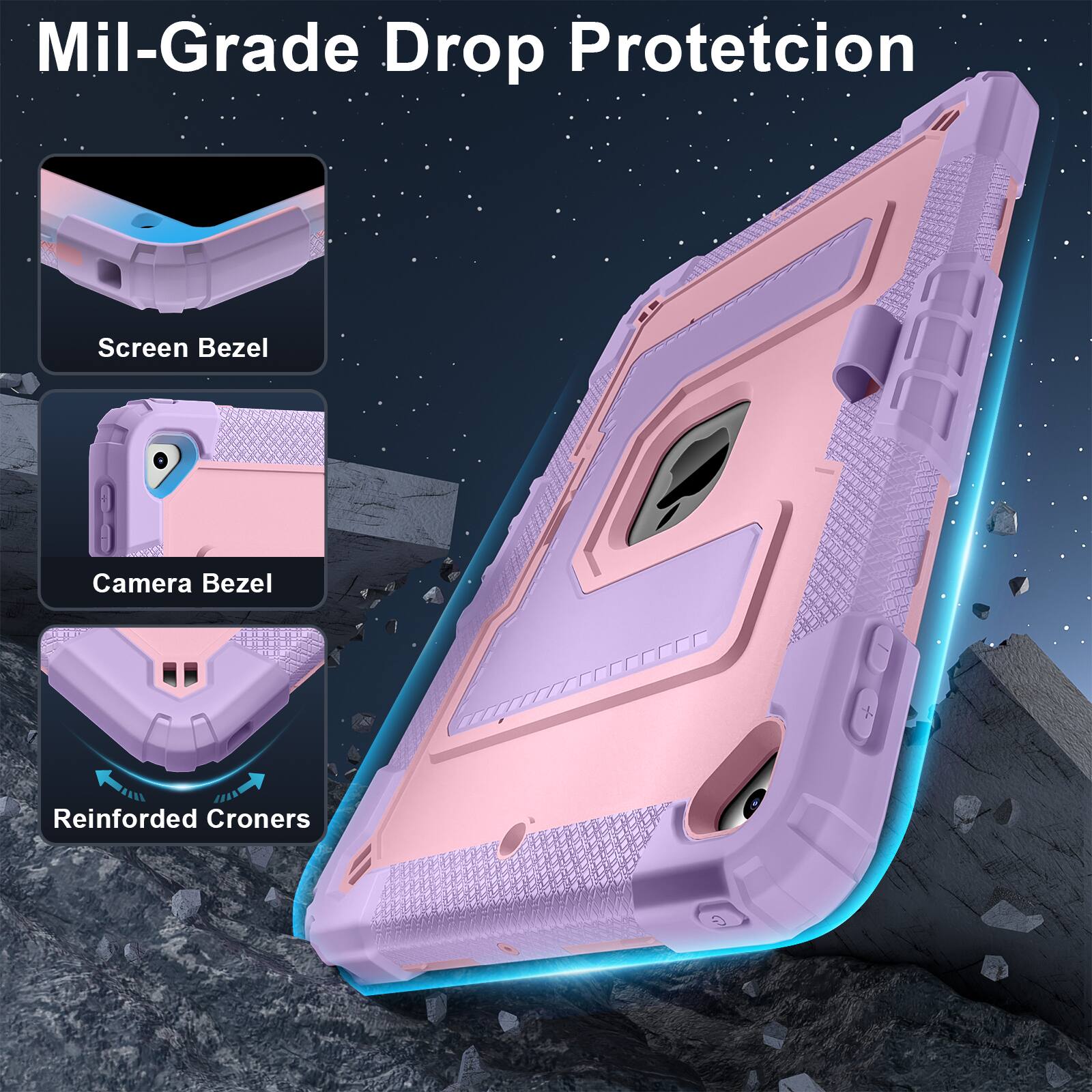 Mil-Grade Drop Protection  
Screen Bezel  
Camera Bezel  
Reinforced Corners