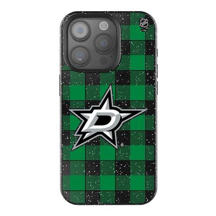 Front. Keyscaper - Dallas Stars Plaid Bling iPhone Case - 16 Plus - Multicolor.